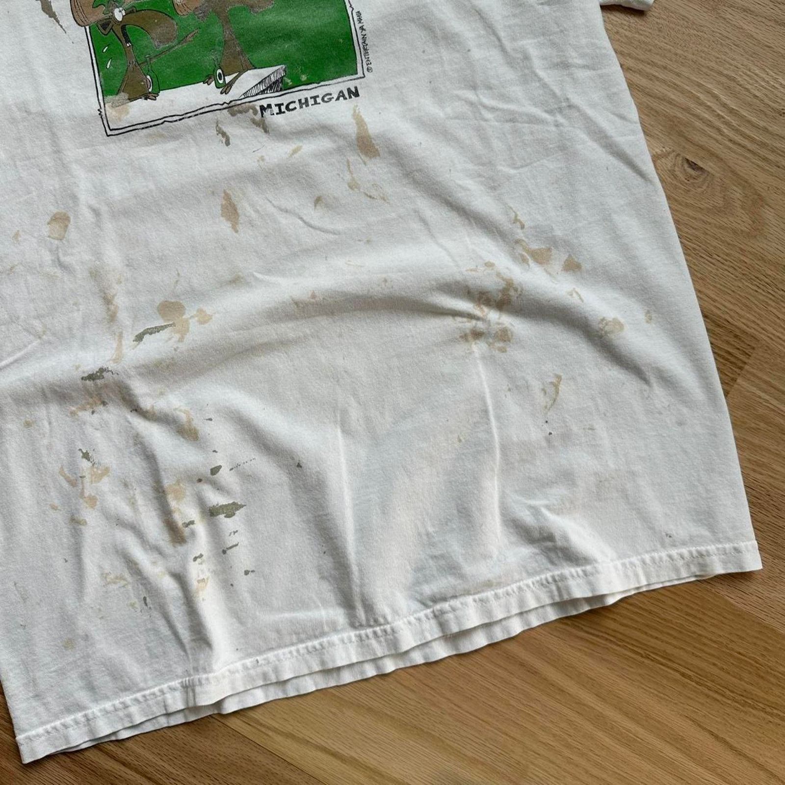 Other × Vintage Vintage 90s Thrashed Painter Funny Michigan Graphic Shirt Size US L / EU 52-54 / 3 - 2 Thumbnail