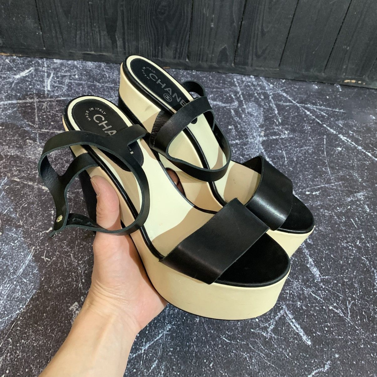 Chanel Women's CHANEL Ankle Strap Platform Sandals Leather Size 40 Size US 10 / IT 40 - 1 Thumbnail