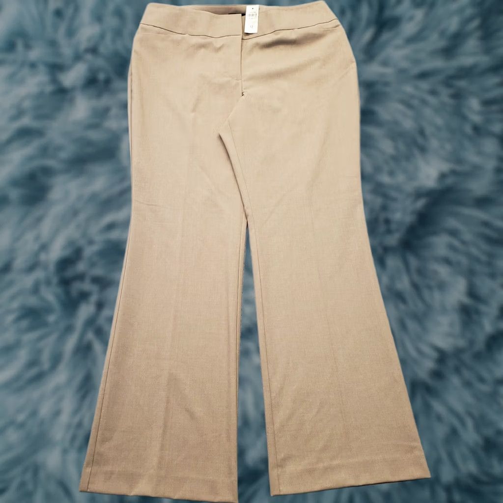Ann Taylor Ann Taylor Women's Pants 12 Tan Bootcut Flat Front High Waist Stretch Formal Size 34" / US 12 / IT 48 - 1 Thumbnail