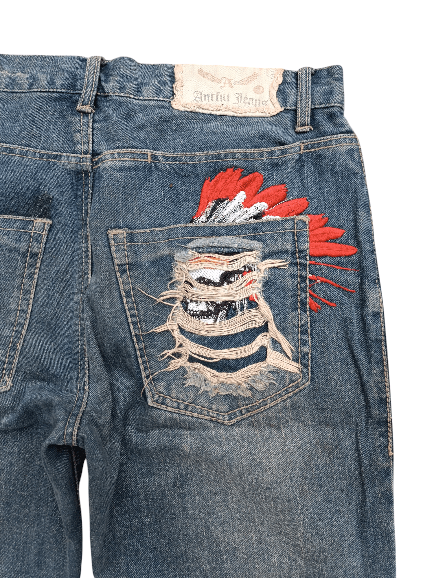 Japanese Brand Flare Distressed Jeans Antful Nylaus Embroidery Jeans Size US 32 / EU 48 - 8 Thumbnail