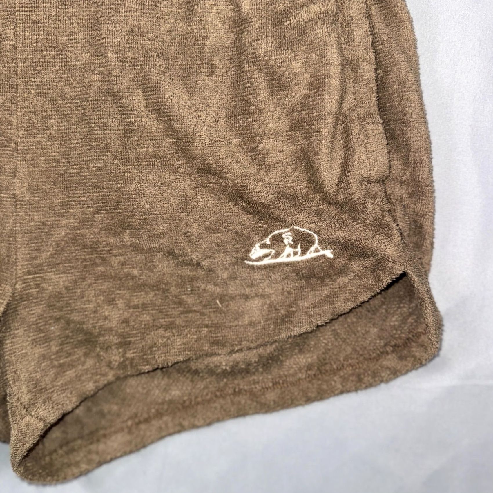 Outerknown VINTAGE? No. Outerknown Shorts Women S Brown Terry Cloth Elastic Waist Logo Embroidered Casual Summer Sweat Shorts Size 28" / US 6 / IT 42 - 5 Thumbnail