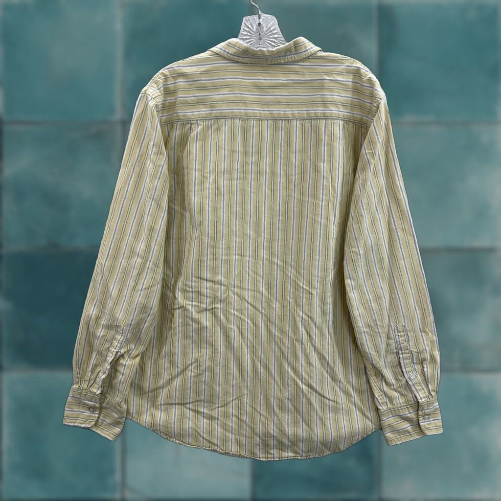 Vintage VINTAGE Urban Pipeline Button-Up Dress Shirt Mens Large Yellow Pinstripe Shirt Size 42R - 1 Thumbnail