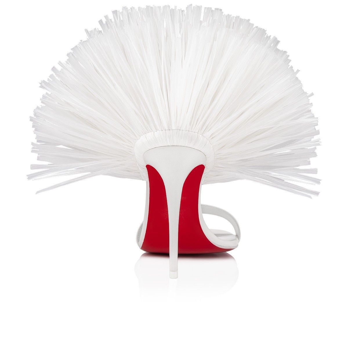 Christian Louboutin oc11z0225 Loubi Girl Raffia 100mm Heeled Sandal in White Size US 5 / IT 35 - 3 Thumbnail