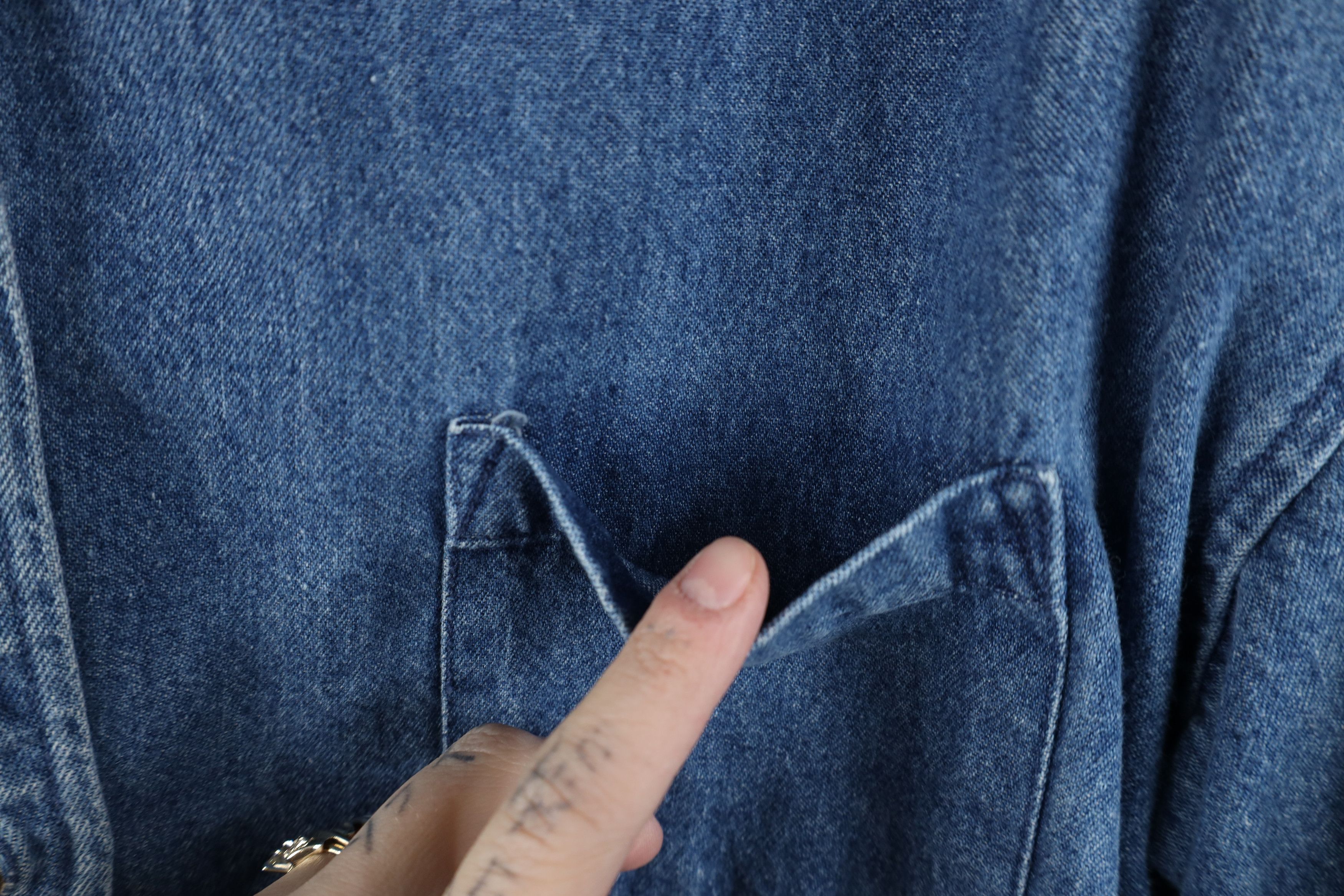 Vintage Vintage 90s Streetwear Collared Denim Button Down Shirt Size L / US 10 / IT 46 - 7 Thumbnail