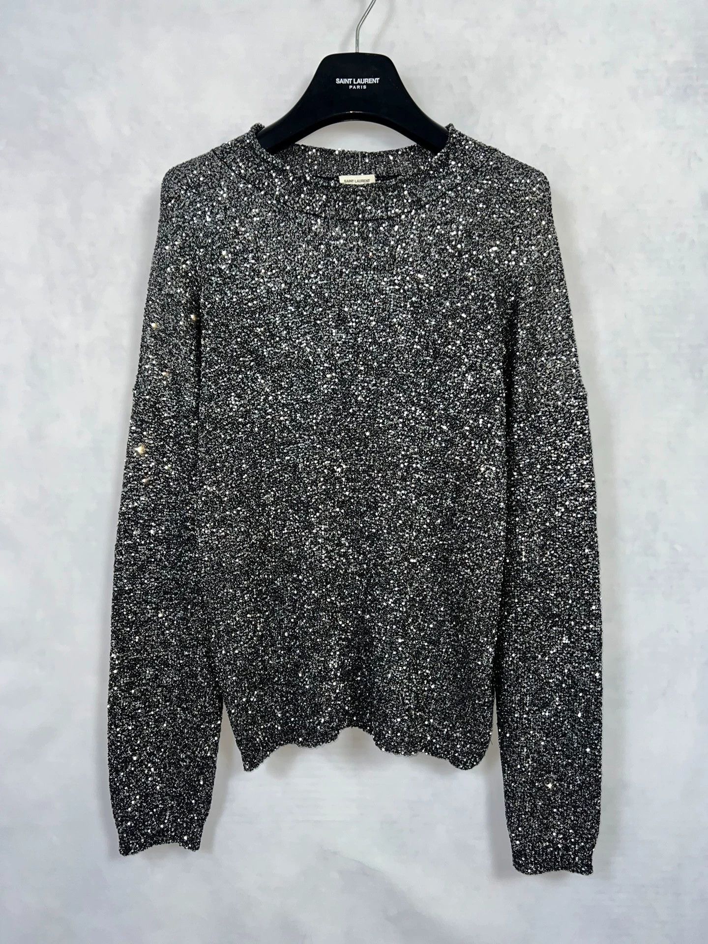 Saint Laurent Paris SLP 19ss Silver Starscale Embroidered Sweater L Mint Size US L / EU 52-54 / 3 - 1 Thumbnail