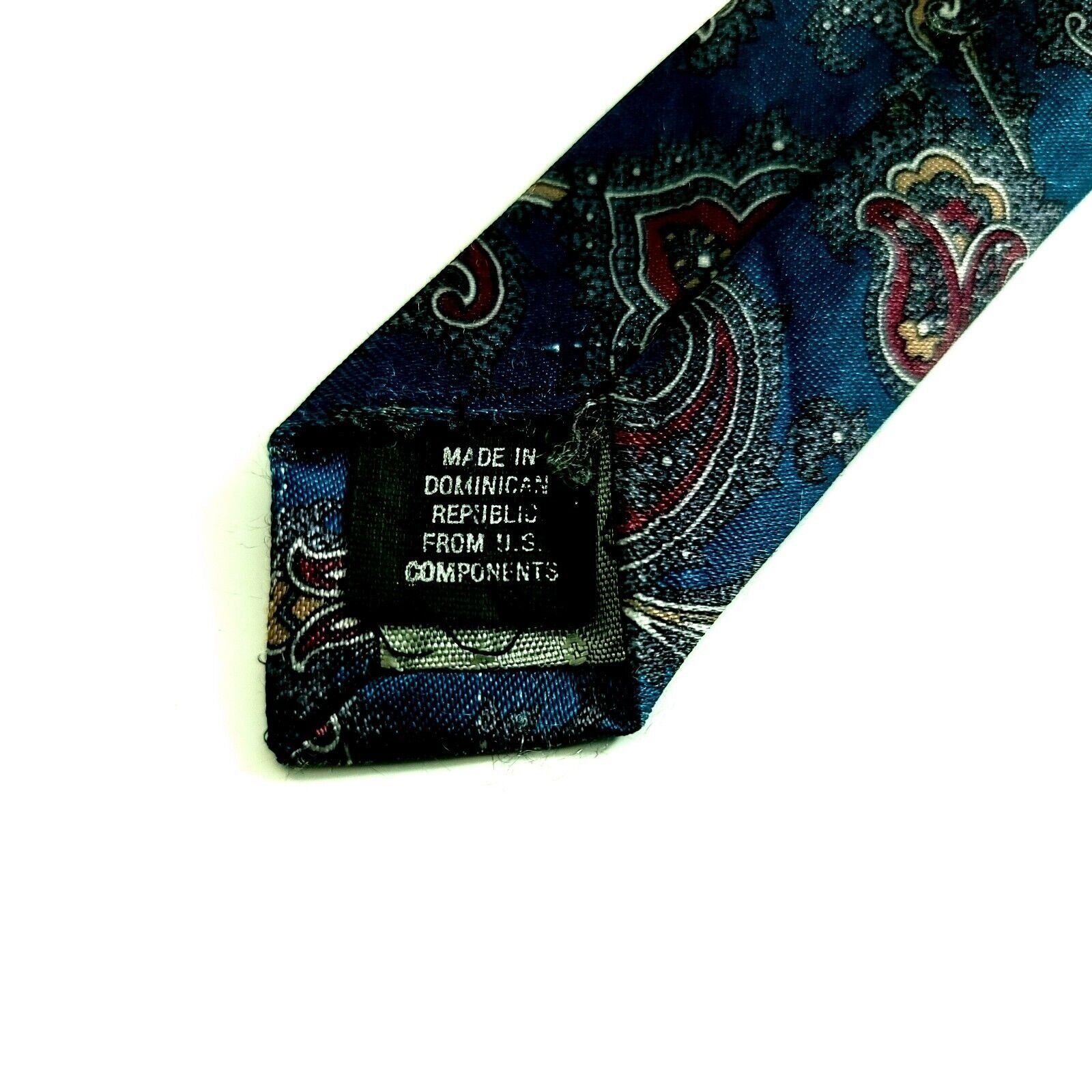 Vintage Adolfo Metallic Print Baroque Paisley Short Wide Silk Tie Size ONE SIZE - 4 Thumbnail
