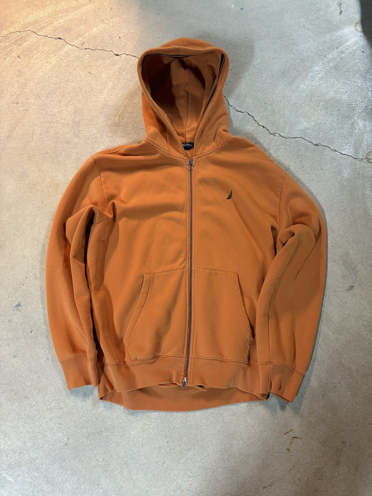 Nautica Vintage 90s Nautica Double Zip Up Hoodie Orange Size XL Size US XL / EU 56 / 4 - 1 Thumbnail