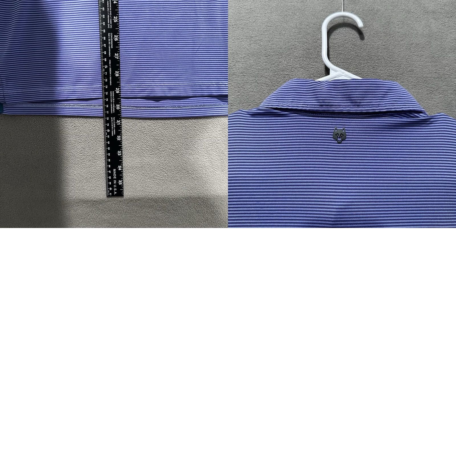Vintage Greyson Shirt Mens Large Purple Striped Golf Polo Performance Wolf Logo Stretch Size US M / EU 48-50 / 2 - 8 Thumbnail