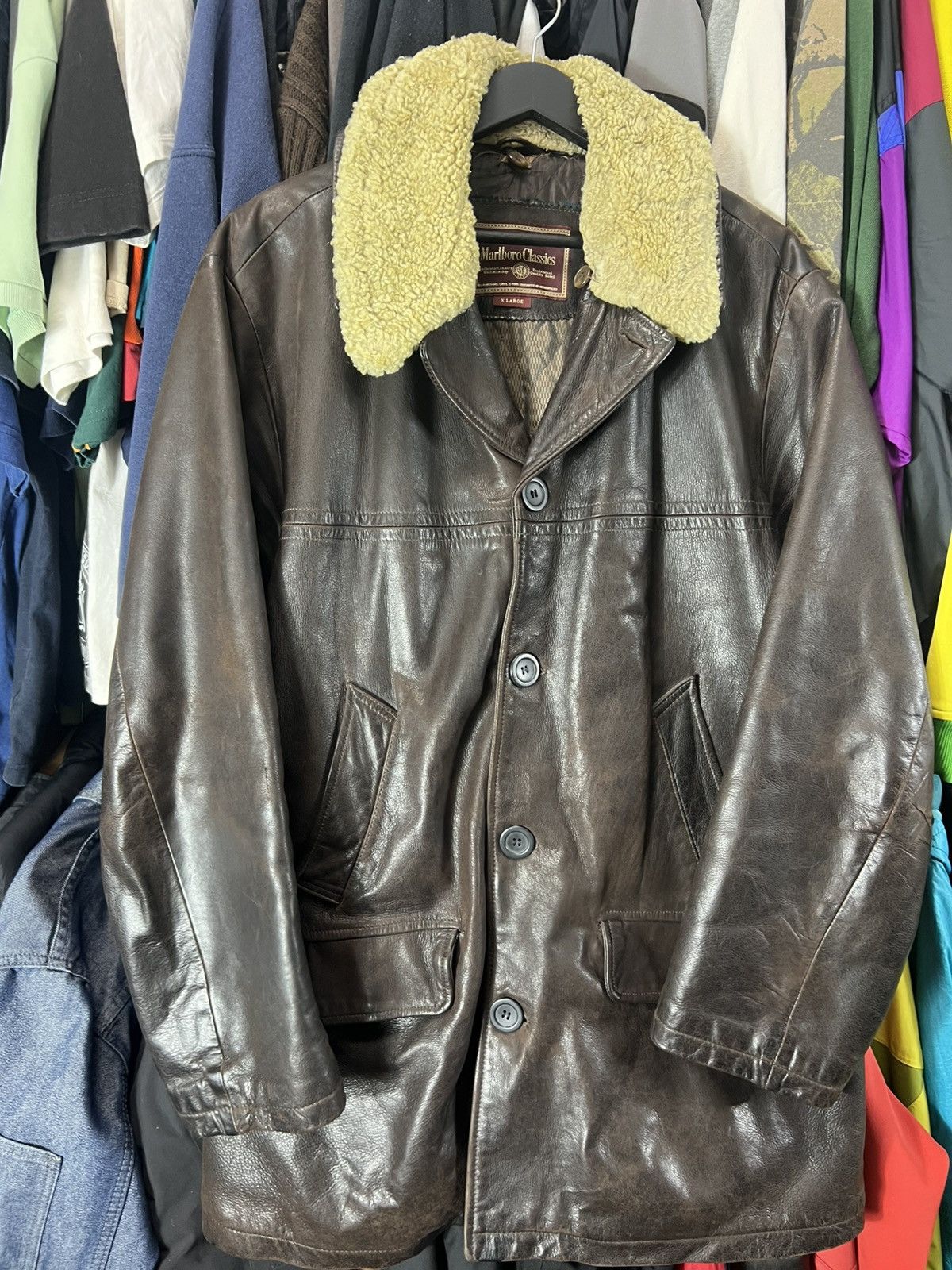 Marlboro Vintage Malboro Fur Leather Hype Y2K Jacket Size US XL / EU 56 / 4 - 2 Thumbnail