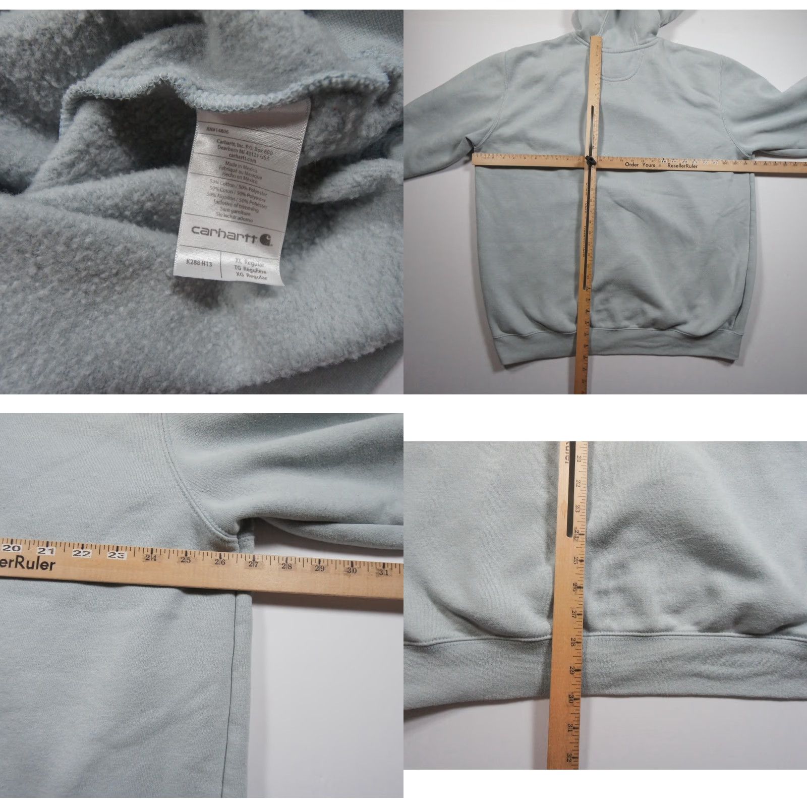 Carhartt Carhartt Mens Hoodie XL Blue Sweatshirt Loose Fit Workwear Zip Pullover Cotton Polyester Fleece Logo Adult Size US XL / EU 56 / 4 - 8 Thumbnail