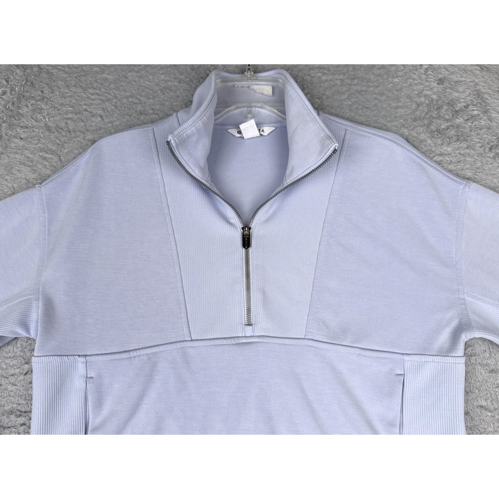 Athleta Athleta Sweater Women S Purple Crop 1/4 Zip Mock Neck Pockets Athleisure Size S / US 4 / IT 40 - 4 Thumbnail