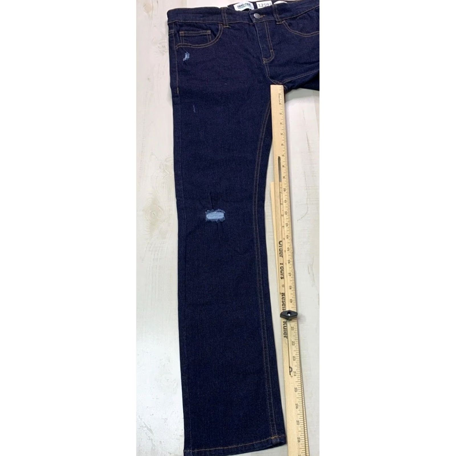 Ring Of Fire VINTAGE Ring Of Fire Denim Jeans Ring Of Fire 18 Juniors Skinny Dark Wash Distressed Blue Jeans Womens Girls Size 40" / US 18 - 4 Thumbnail