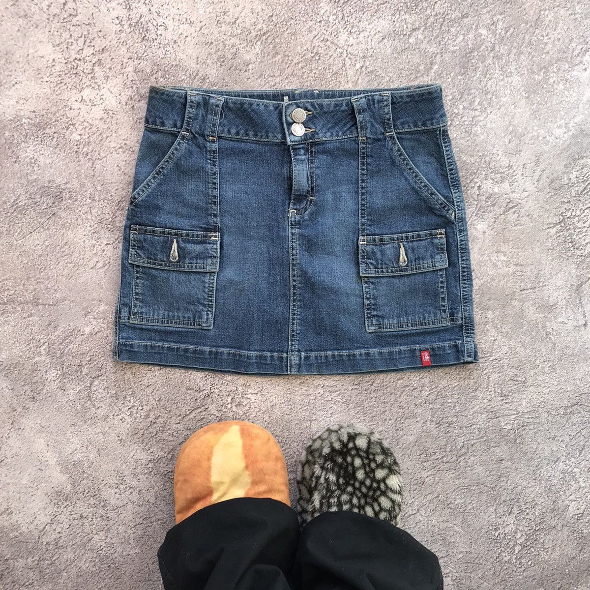 Vintage Y2K Vintage Mini Cargo Skirt Faded Blue Streetwear Slim 27 Size 27" / US 4 / IT 40 - 1 Thumbnail