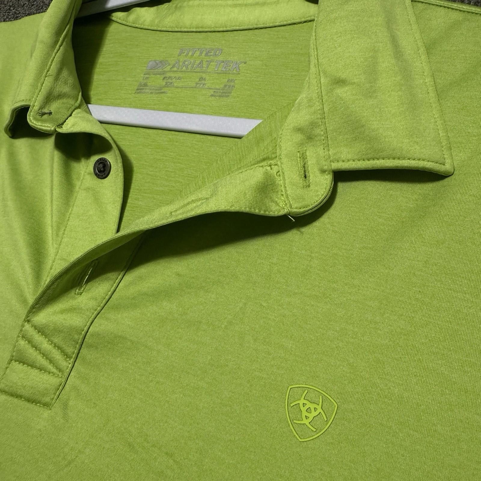 Ariat Ariat Tek Polo Shirt Mens XXL Hi-Vis Green Short Sleeve Size US XXL / EU 58 / 5 - 3 Thumbnail