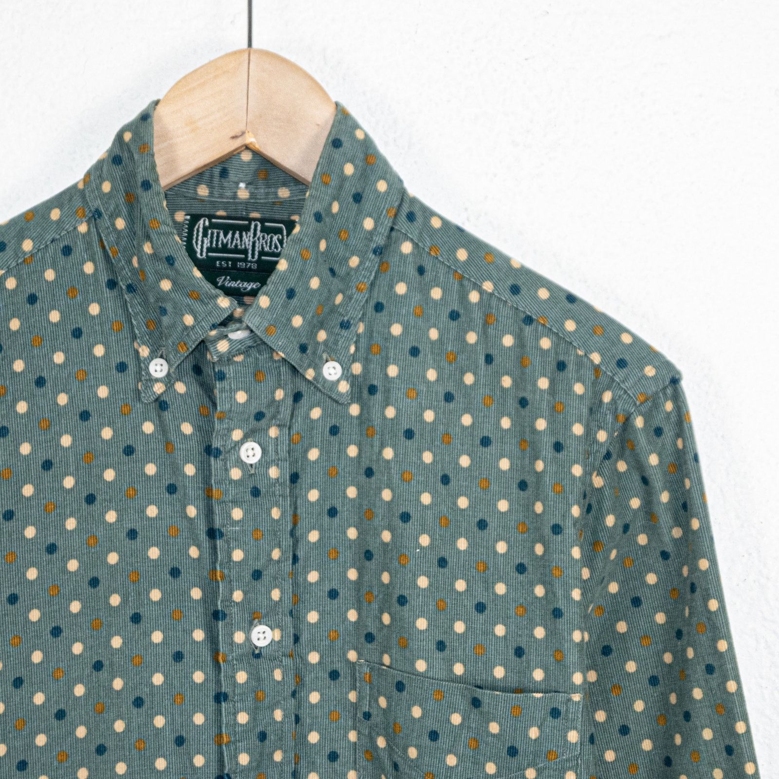 Gitman Bros. Gitman Bros VINTAGE Corduroy Button Down Shirt Green Dot Size US S / EU 44-46 / 1 - 3 Thumbnail