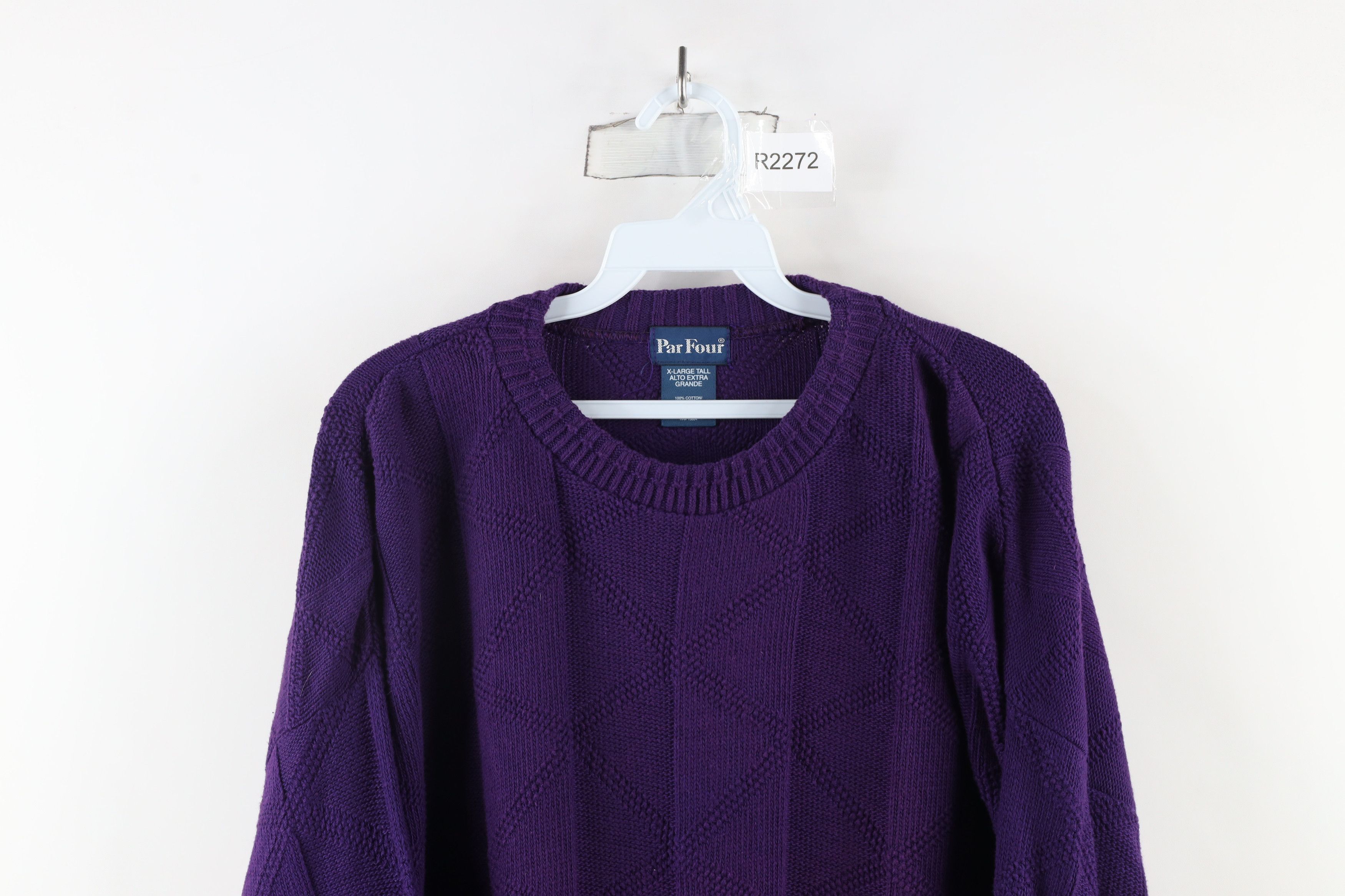 Vintage Vintage 90s Streetwear Faded Ribbed Knit Sweater Purple USA Size US XL / EU 56 / 4 - 2 Thumbnail