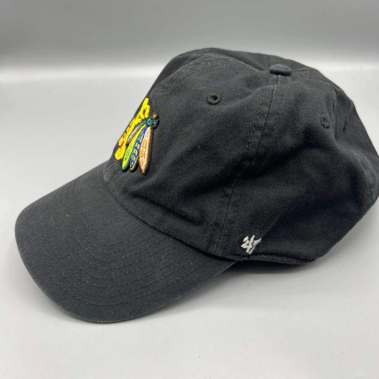 47 Chicago Blackhawks Hat Men Black 47 Brand NHL Strap Back Cap Size ONE SIZE - 3 Thumbnail