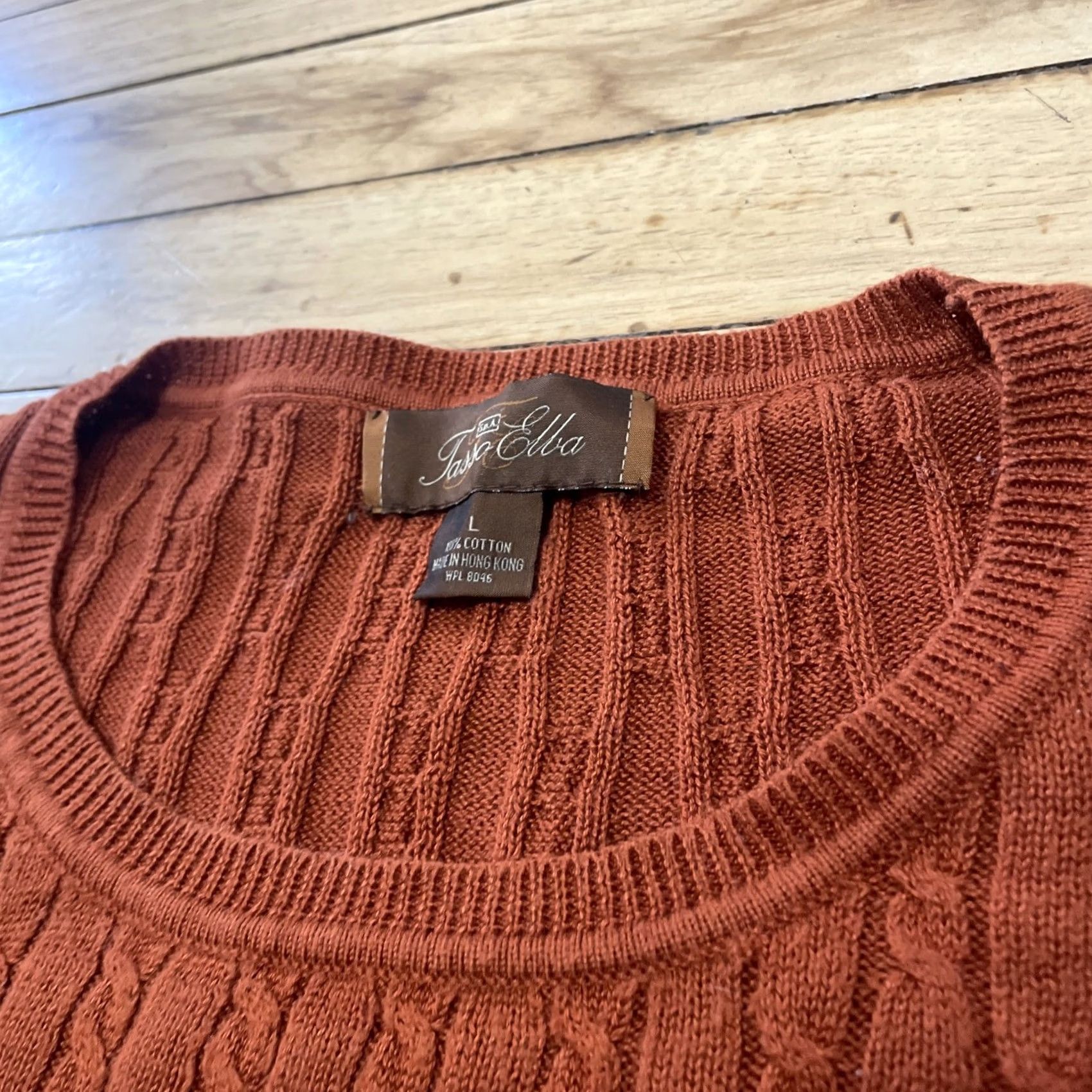 Vintage VINTAGE Tassa Elba Orange Cable Knit Sweater Men L Halloween Fall 90s Baggy Wide Pullover Knit Shirt Mens Size US L / EU 52-54 / 3 - 5 Thumbnail