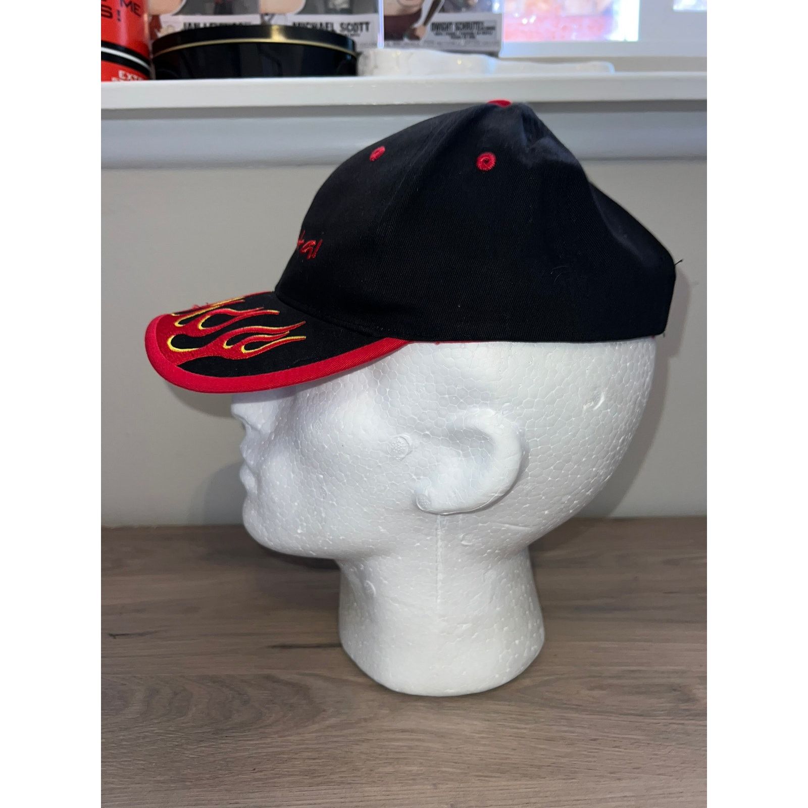 Vintage Krystal Hat Flaming Black Red Headwear Cap OS Size ONE SIZE - 4 Thumbnail