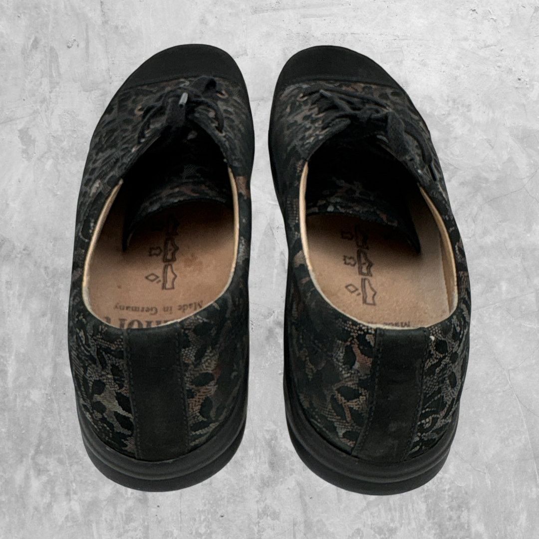 FINN COMFORT Ikebukuro Black Shoes Snakeskin Lace Print 8.5