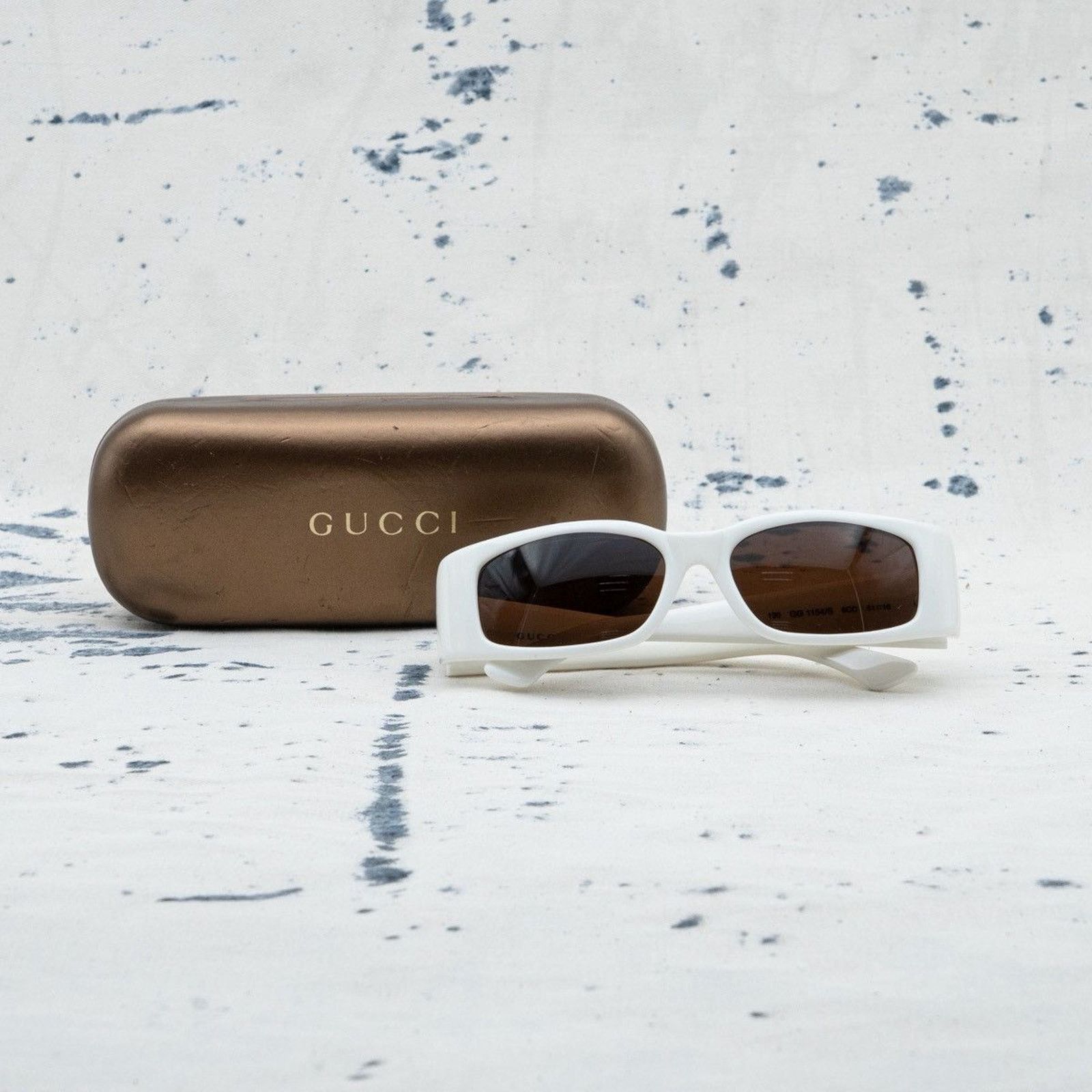 Gucci × Vintage Iconic gucci white old logo rectangular vintage sunglasses Size ONE SIZE - 7 Thumbnail