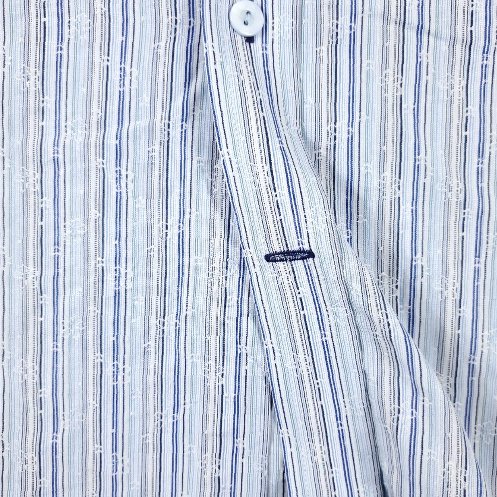 BUGATCHI Bugatchi Uomo Dress Shirt Mens 16.5 Blue Striped Long Sleeve Button Up Regular Fit Size 42R - 3 Thumbnail
