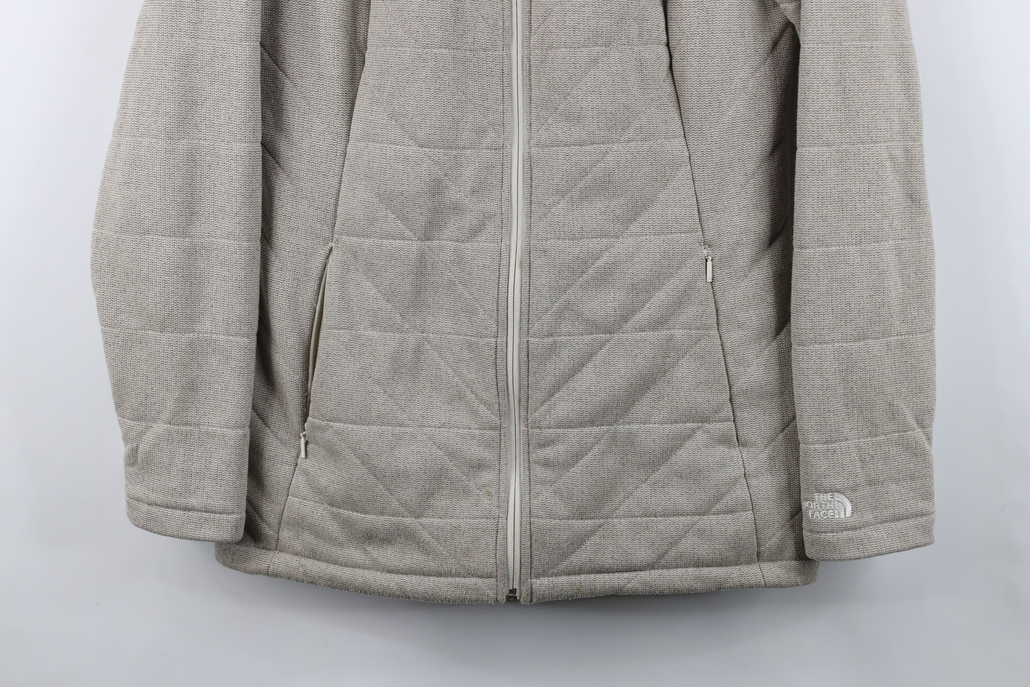 The North Face The North Face Spell Out Quilted Zip Fleece Jacket Beige Size L / US 10 / IT 46 - 3 Thumbnail