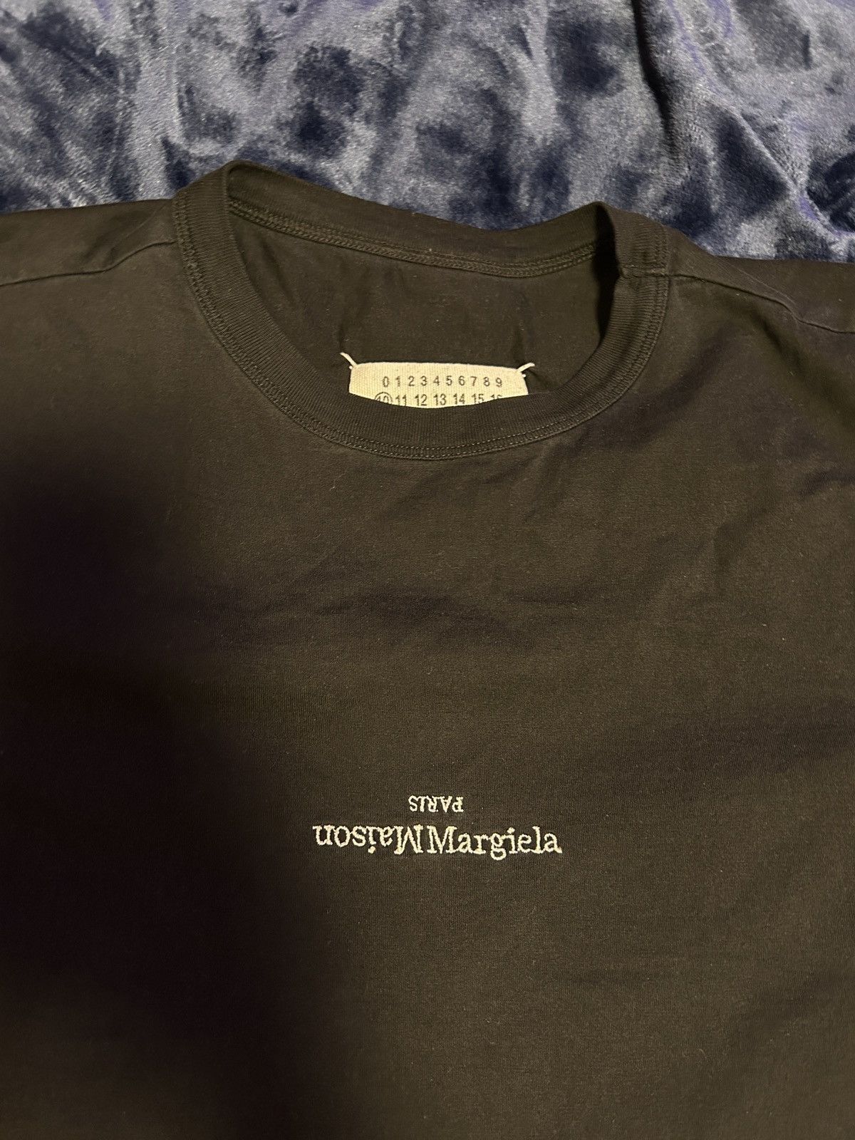 image of Maison Margiela Upside Down Logo Tshirt in Black, Men's (Size Small)