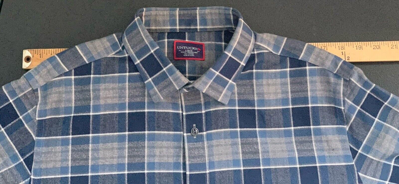 UNTUCKit Untuckit Men Plaid Gray Blue Long Sleeve Flannel Size US L / EU 52-54 / 3 - 5 Thumbnail