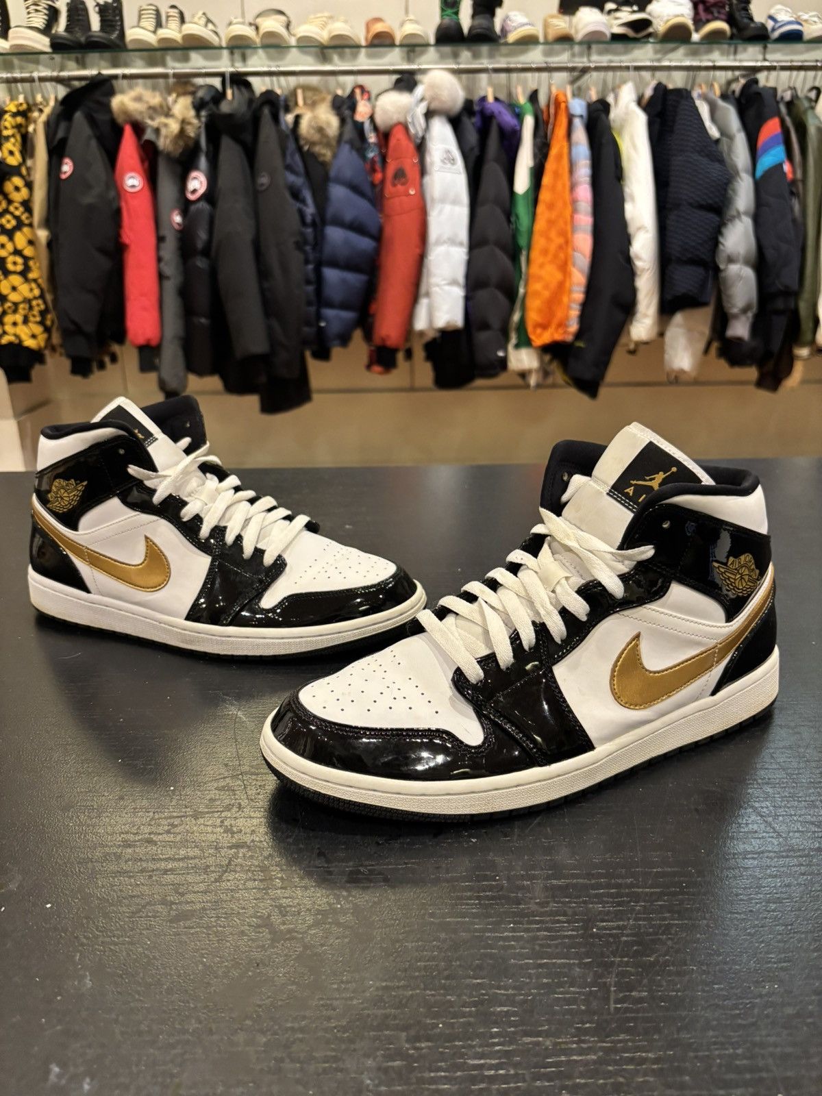 Jordan Mid 'Patent Black Gold'