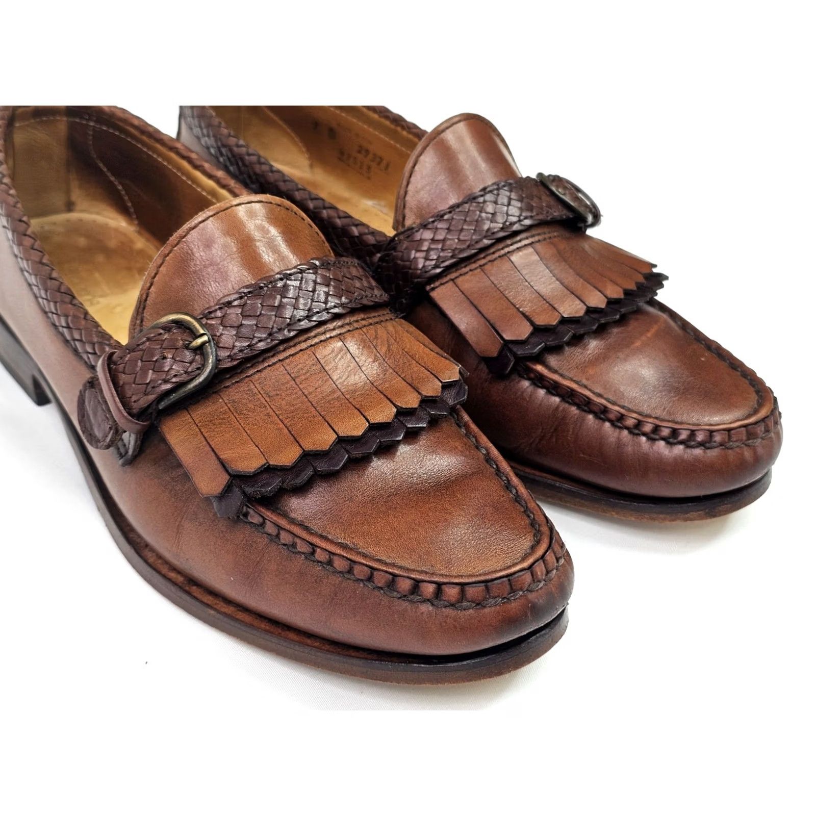 Allen Edmonds Allen Edmonds Monterey Woven Leather Loafer Men 9D Brown Buckle Kiltie Dress Oxford Shoes Size US 9 / EU 42 - 4 Thumbnail