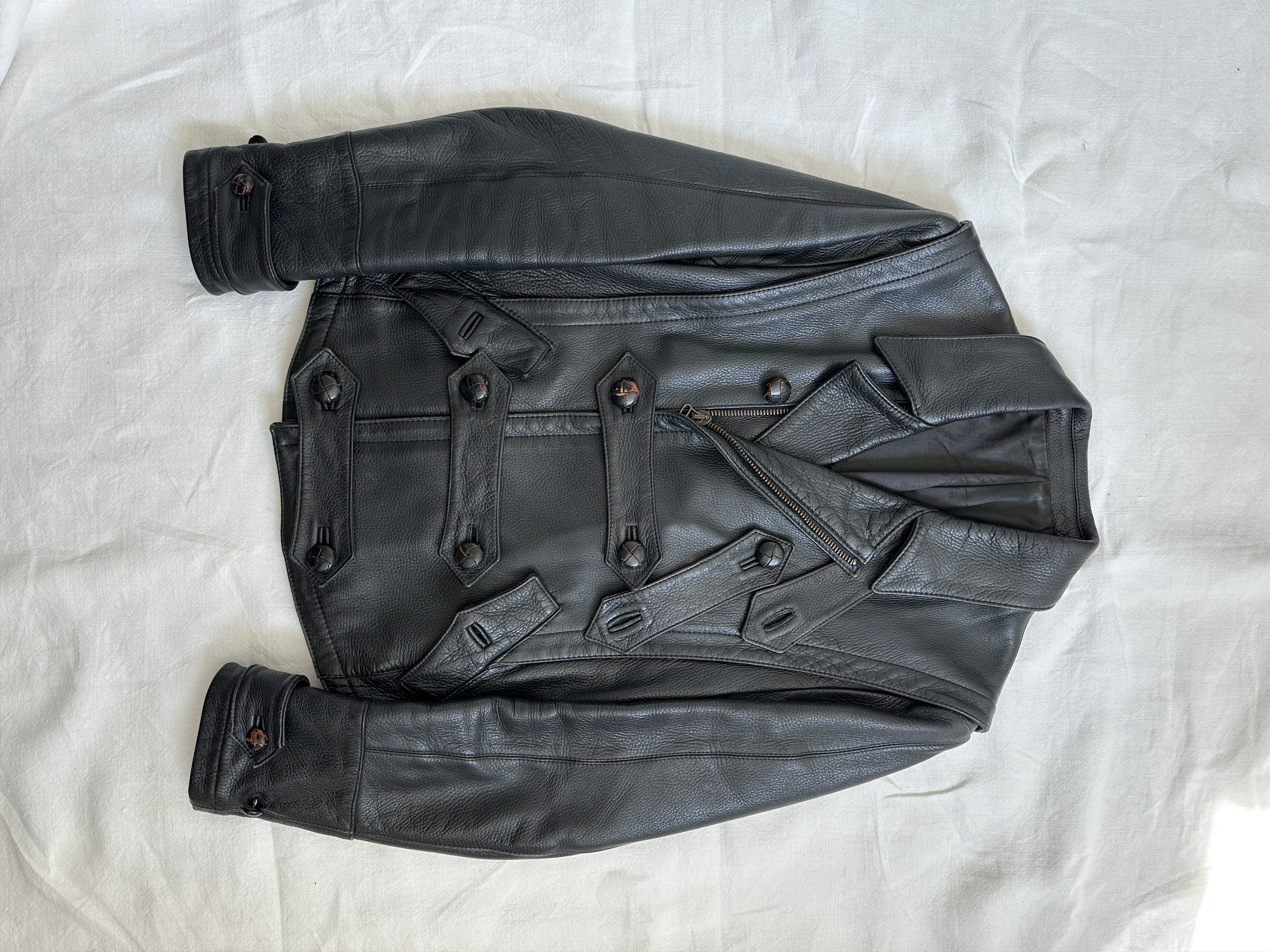 image of Alexandre Plokhov x Cloak Fall/winter 2005 Leather Hussar Jacket in Black, Men's (Size Large)