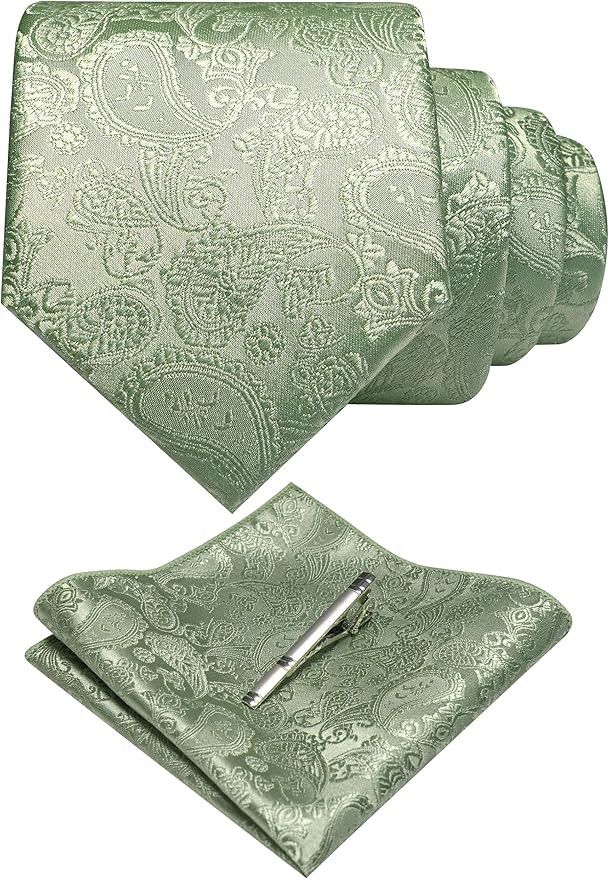 Other Paisley Necktie Set Men Tie Pocket Square Clip Formal Size ONE SIZE - 1 Thumbnail