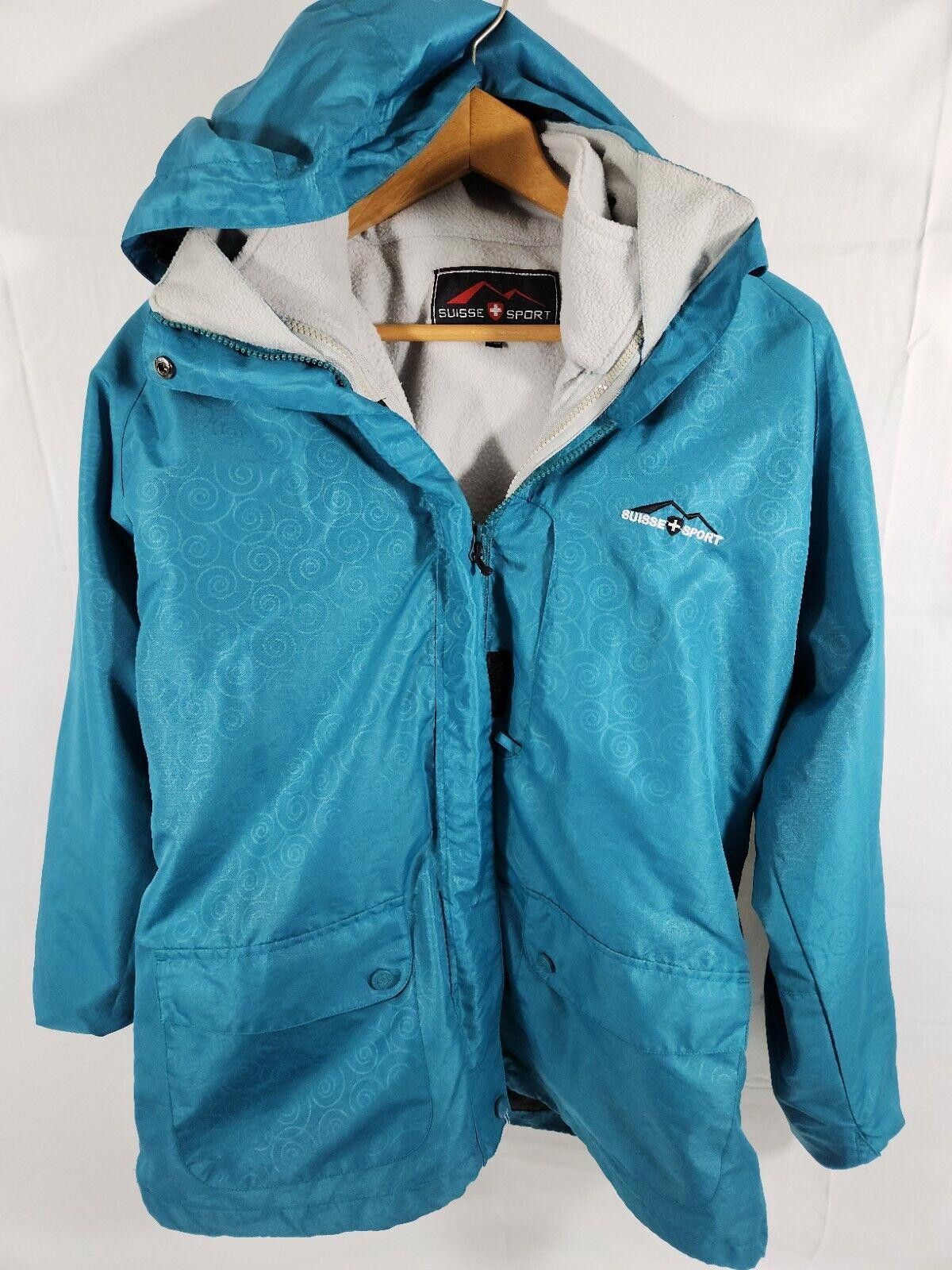 Designer SUISSE SPORT Blue & Gray Hooded Winter Jacket Fleece Liner Size ONE SIZE - 1 Thumbnail