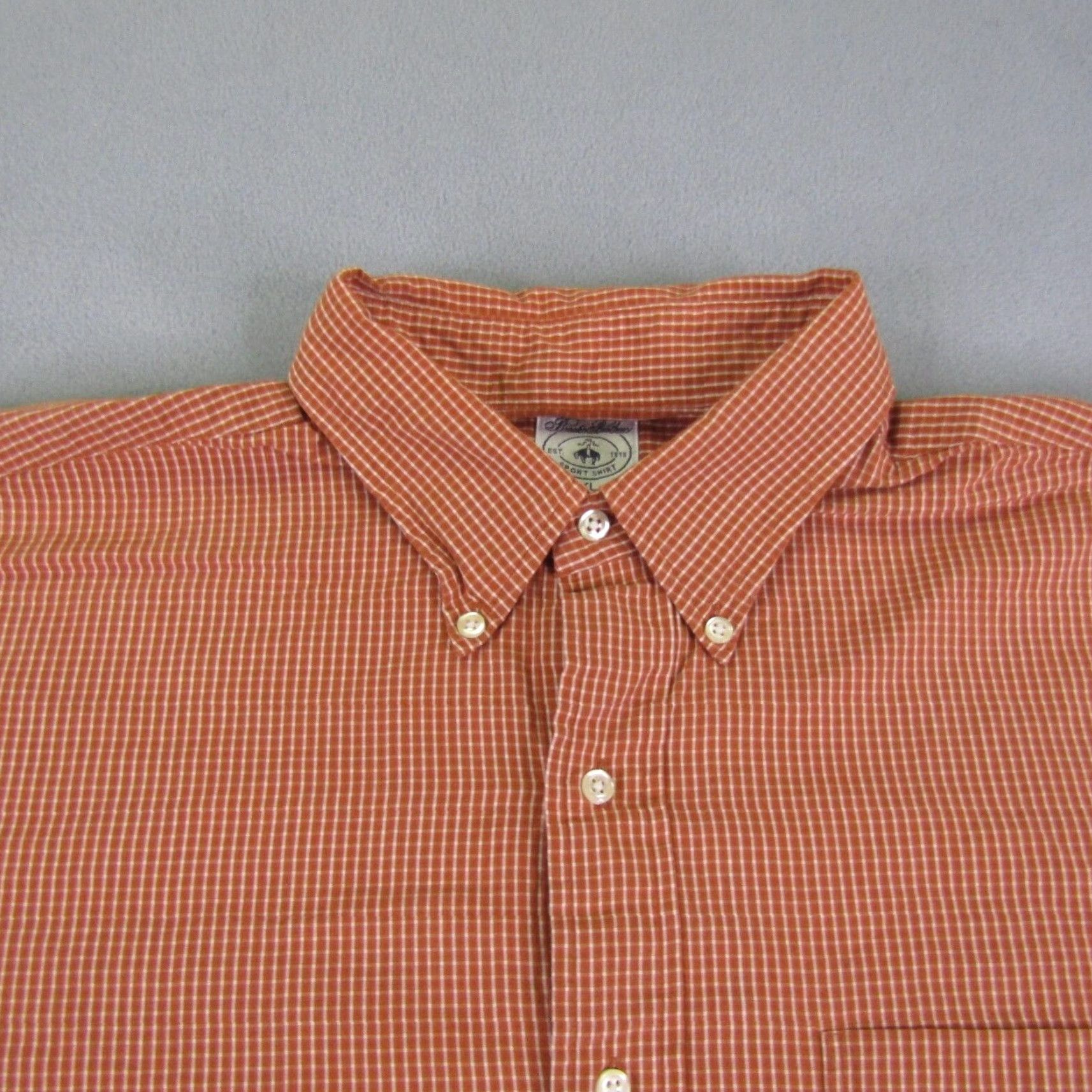 Brooks Brothers Brooks Brothers Shirt Mens XL Orange Plaid Button-Up Collared Long Sleeve Button-Down Casual Workwear Size US XL / EU 56 / 4 - 2 Thumbnail