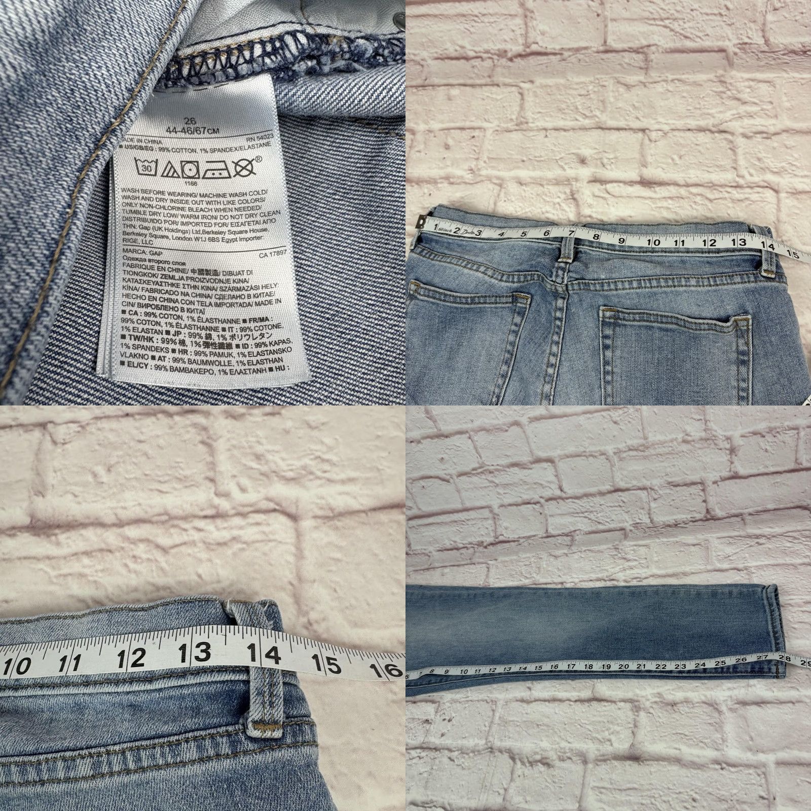 Gap VINTAGE Gap 1969 Jeans Womens 26 Light Wash Mid Rise Straight Stretch Denim 28 x 28 Size 26" / US 2 / IT 38 - 9 Thumbnail