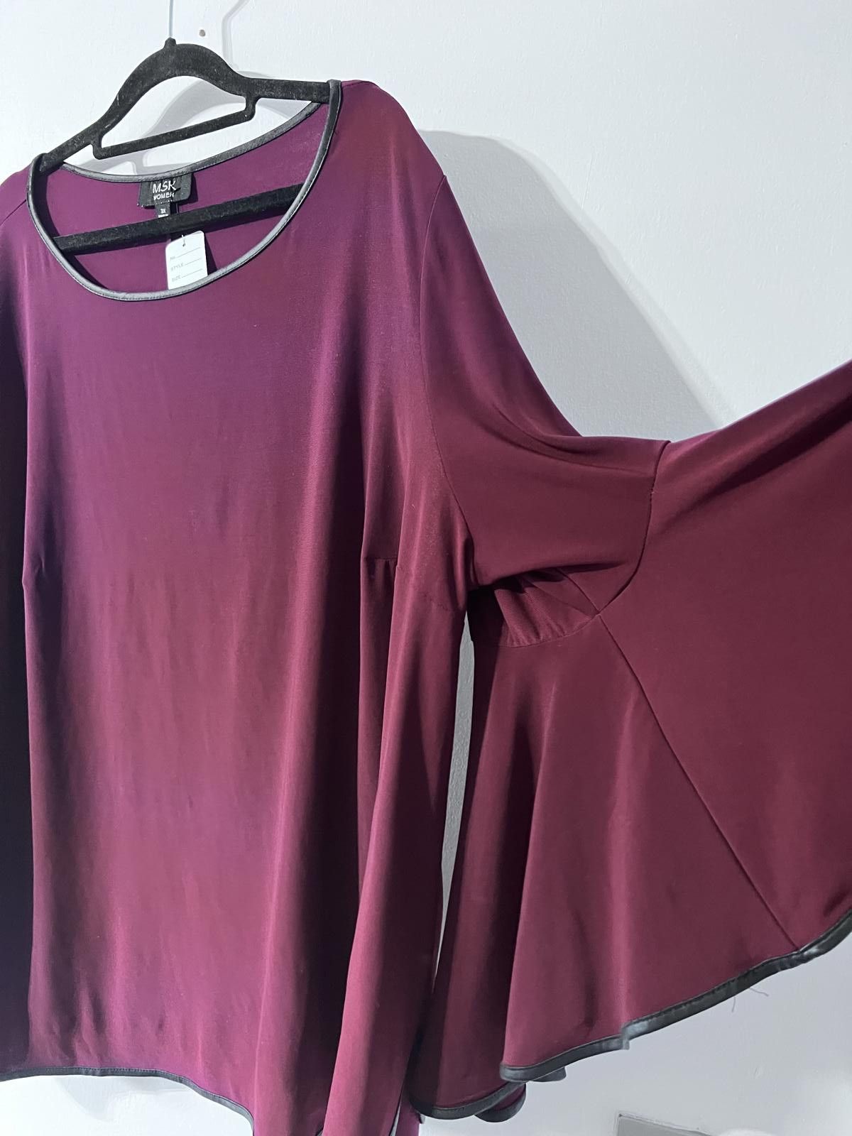 Other MSK Women Plum Top with Fluted Sleeves Size 3X Size XXL / US 16-18 / IT 52-54 - 2 Thumbnail