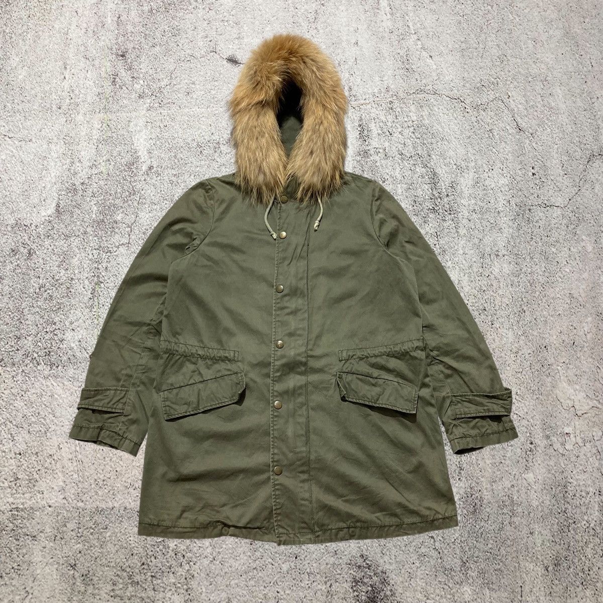 Japanese Brand 2000s Vence Exchange Raccoon Fur Hooded Military