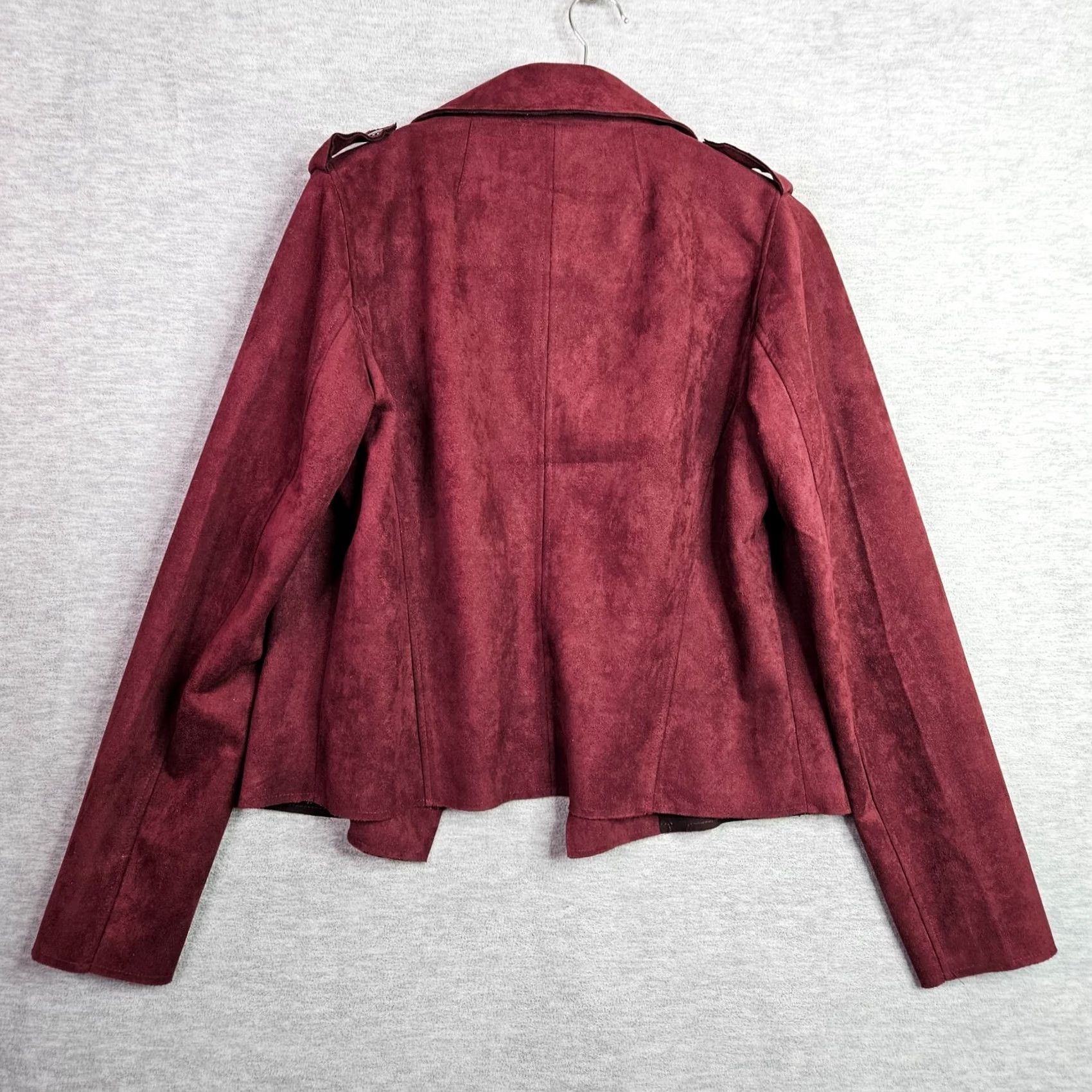 Vintage VINTAGE Kut From The Kloth Faux Suede Moto Jacket Burgundy Women's Size L Size L / US 10 / IT 46 - 2 Thumbnail