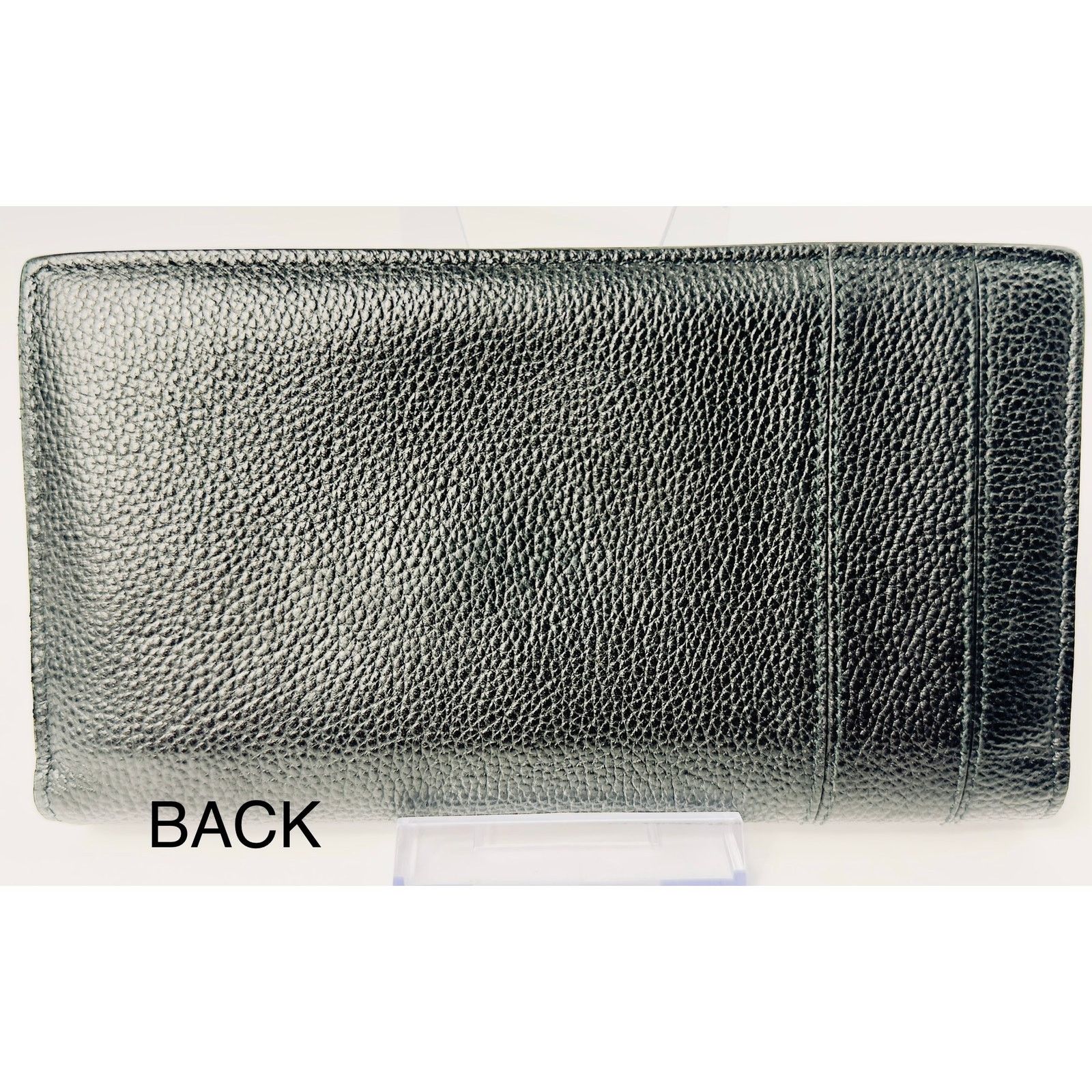 Bvlgari BVLGARI Black Pebbled Calfskin Leather Long Wallet Unisex Size ONE SIZE - 3 Thumbnail