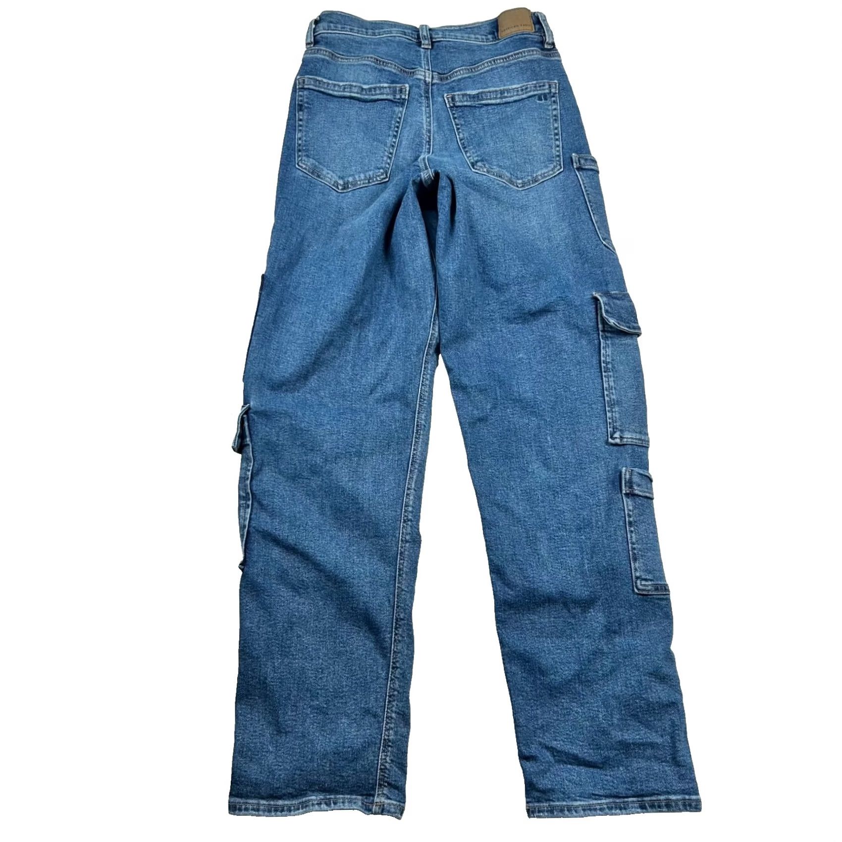 American Eagle Outfitters VINTAGE American Eagle Jeans Womens 2 Cargo Super High Rise Baggy Straight Skate Utility Jeans Size 26" / US 2 / IT 38 - 2 Thumbnail