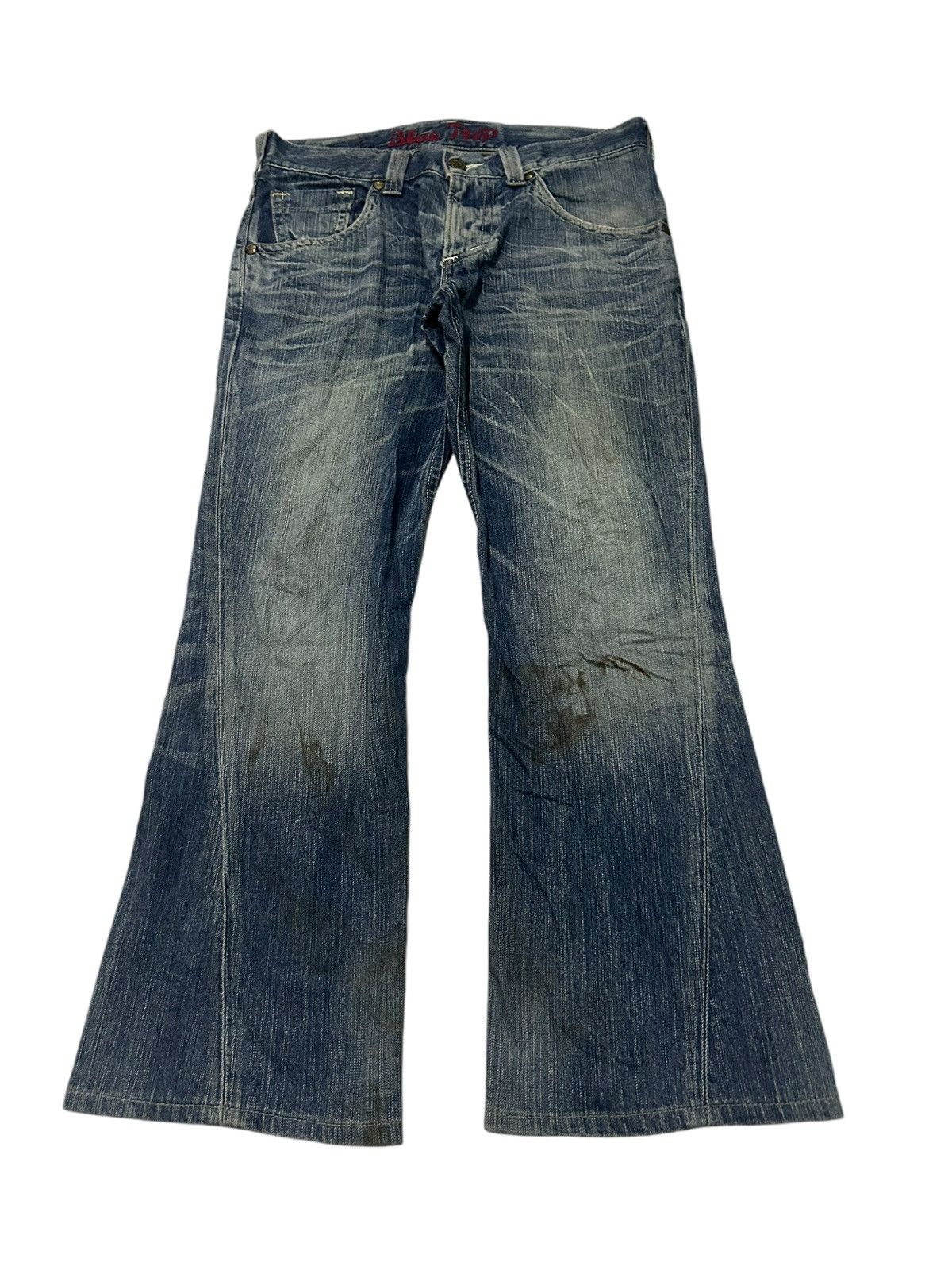 Japanese Brand × Kapital × Vintage 💥Flare💥 Edwin Blue Trip Mud Wash Distressed Rare Denim 🎌☠️☠️🎌 Size US 33 - 2 Thumbnail