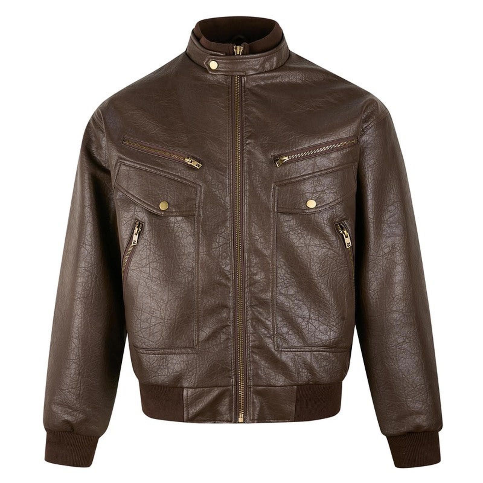 Leather Faux Leather Bomber Jackets, Zip Pockets Size US M / EU 48-50 / 2 - 2 Thumbnail
