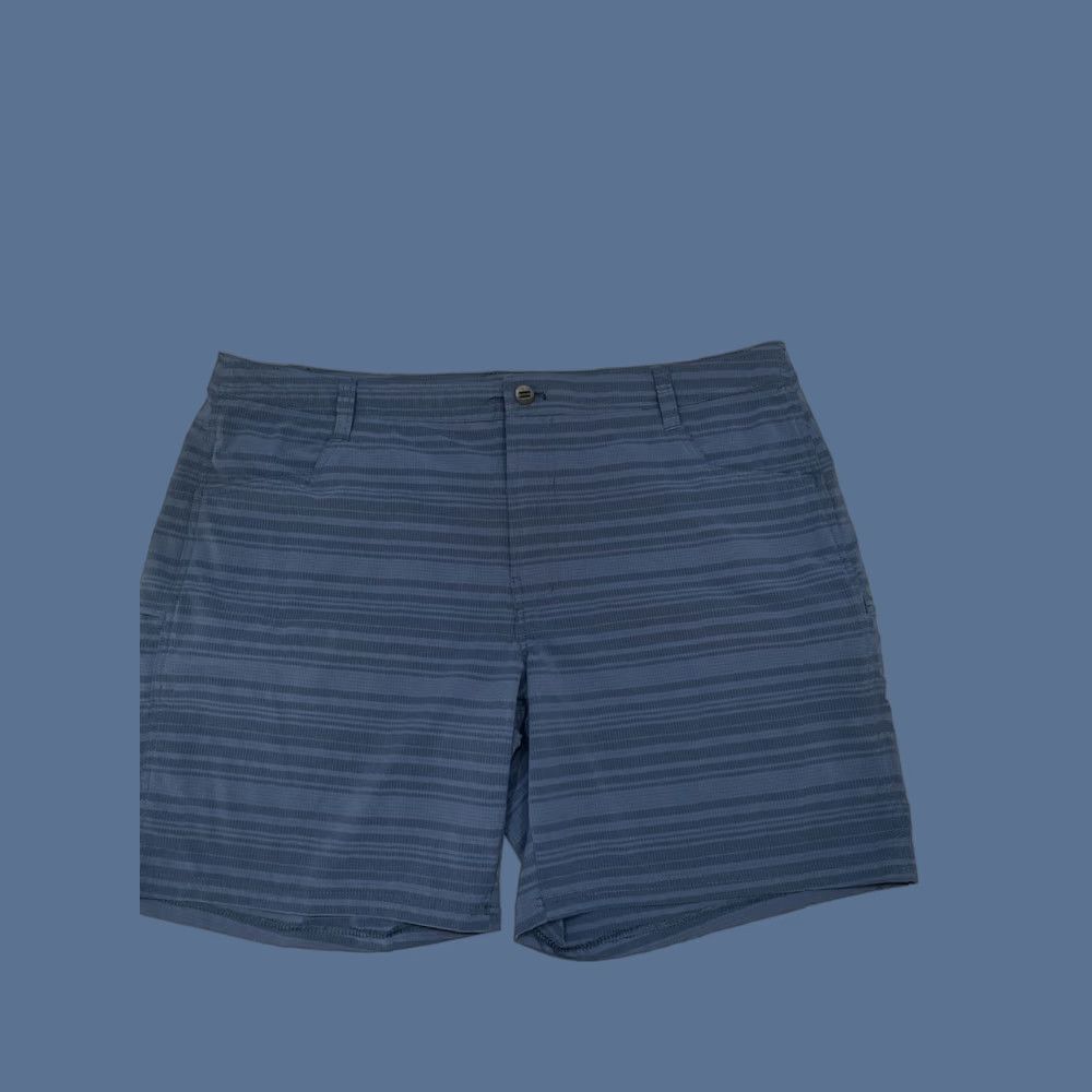 Born Kuhl Men 42 Blue Stripe 8" Inseam Shorts Chino Regular Fit Cargo Pockets Zip Back Pocket Born in the Mountains Vintage: No Size US 42 / EU 58 - 1 Thumbnail