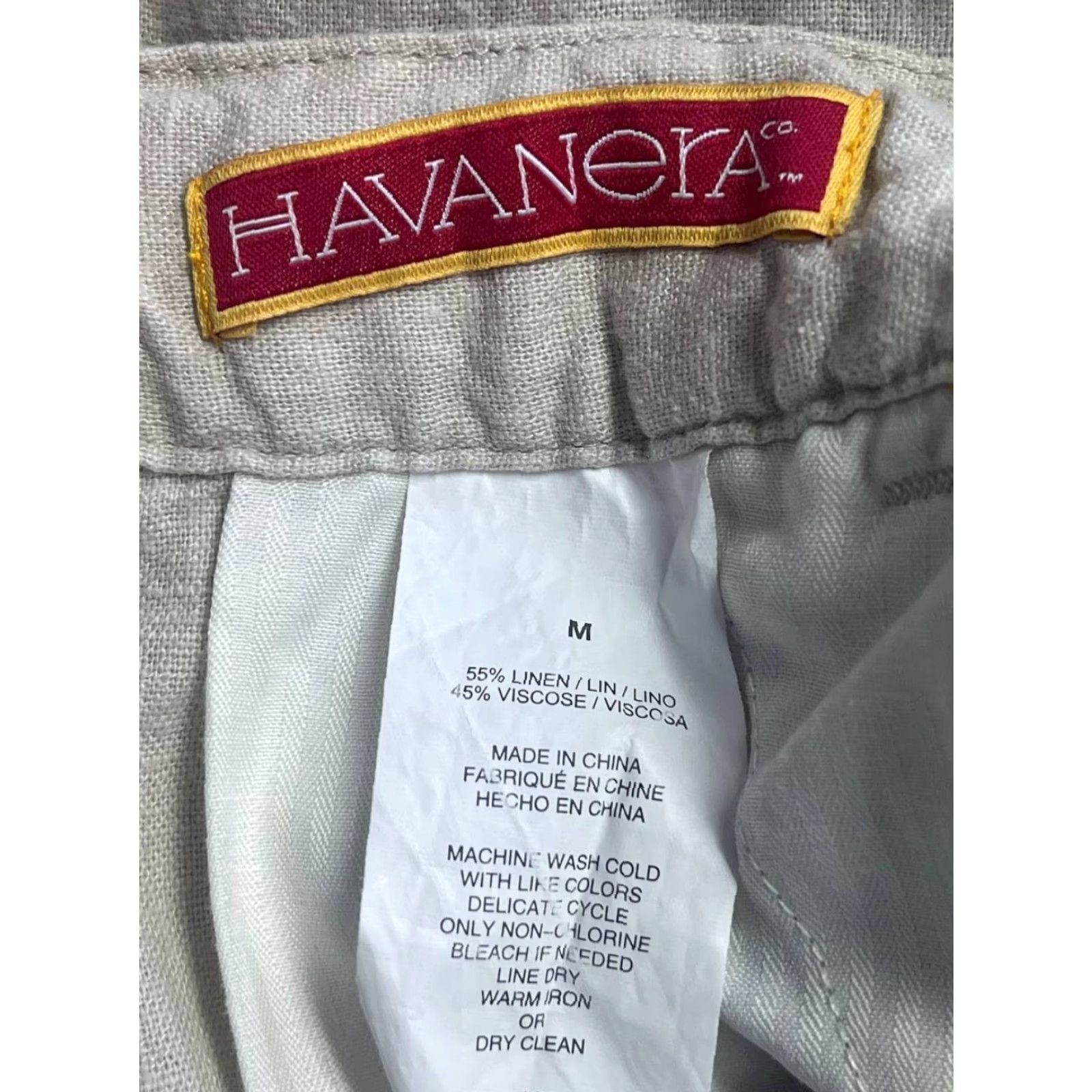 Vintage Havanera Pants Men's Beige Linen Blend Drawstring Travel Casual Size Medium Size US 31 - 6 Thumbnail