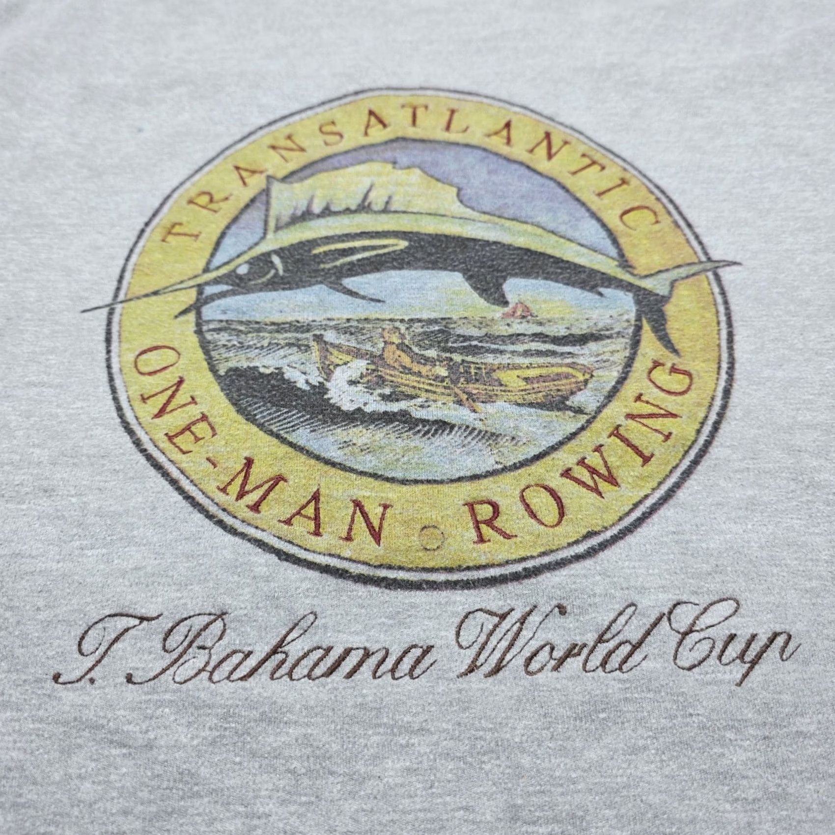 Tommy Bahama VINTAGE Tommy Bahama Embroidered Heavyweight Sweatshirt Rowing Fishing Mens Medium 90's Gray Cotton Blend Pullover Boats Size US M / EU 48-50 / 2 - 6 Thumbnail
