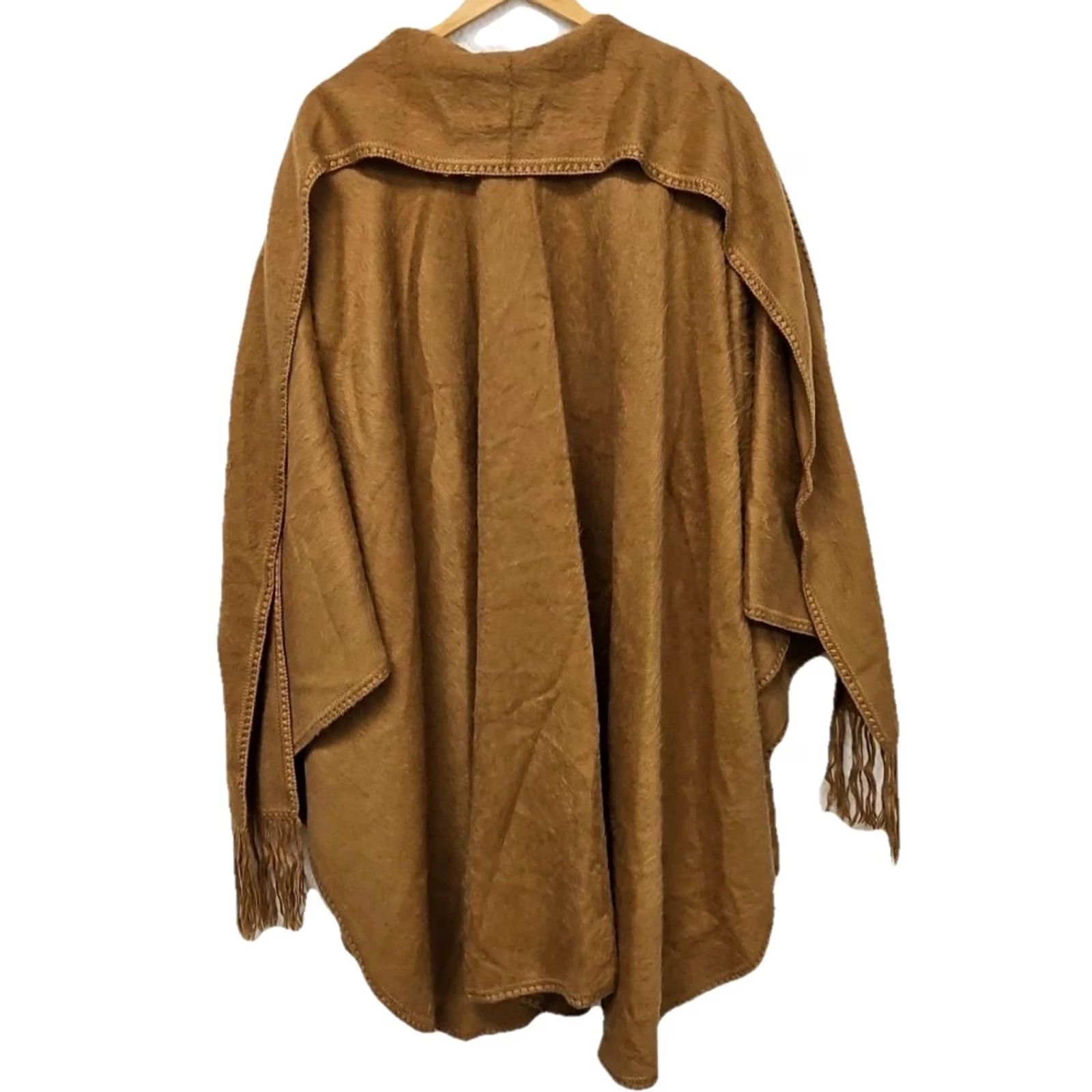 Vintage VINTAGE ML Kessler Poncho Cape Women L Alpaca Wool Camel Fringe Handmade Peru Poncho/Cape Wool Alpaca HandMade 100% Size ONE SIZE - 4 Thumbnail