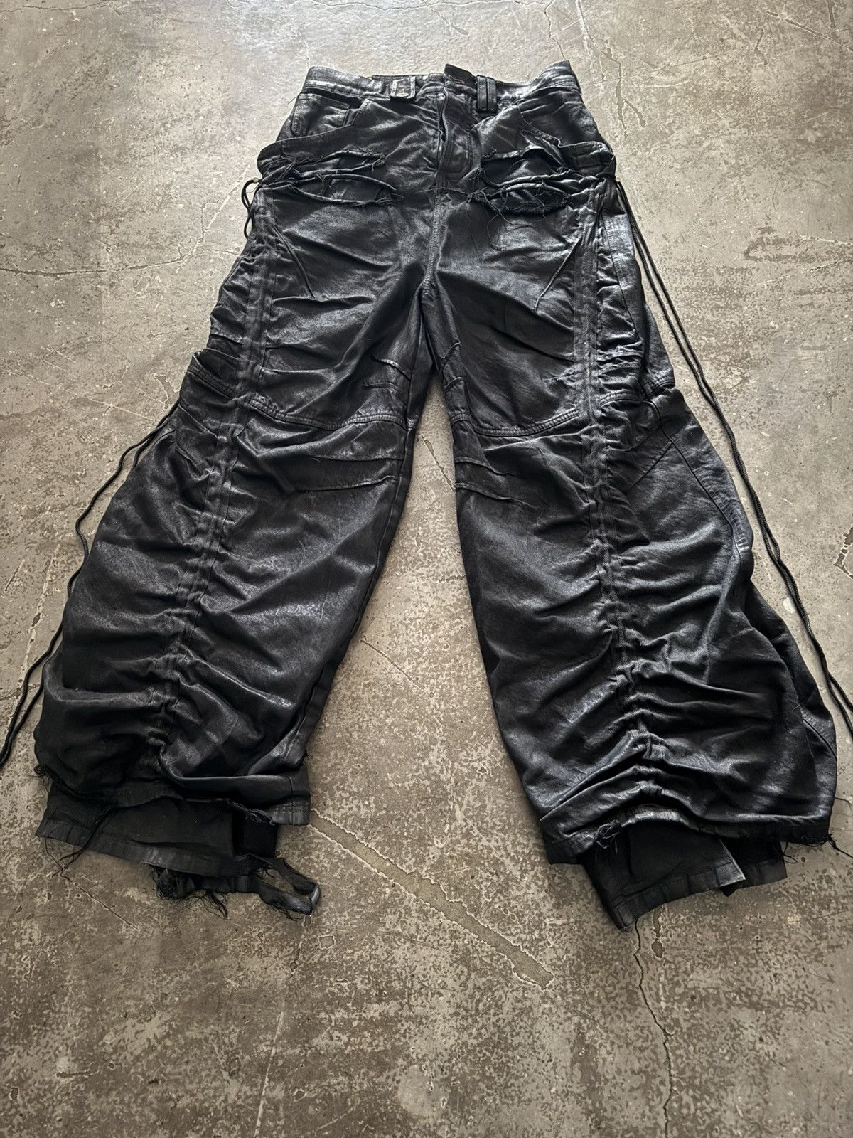 SHINE LUXURY “Truckerstar” Layered Distressed Jumbo Baggy Denim Size US 32 / EU 48 - 6 Thumbnail
