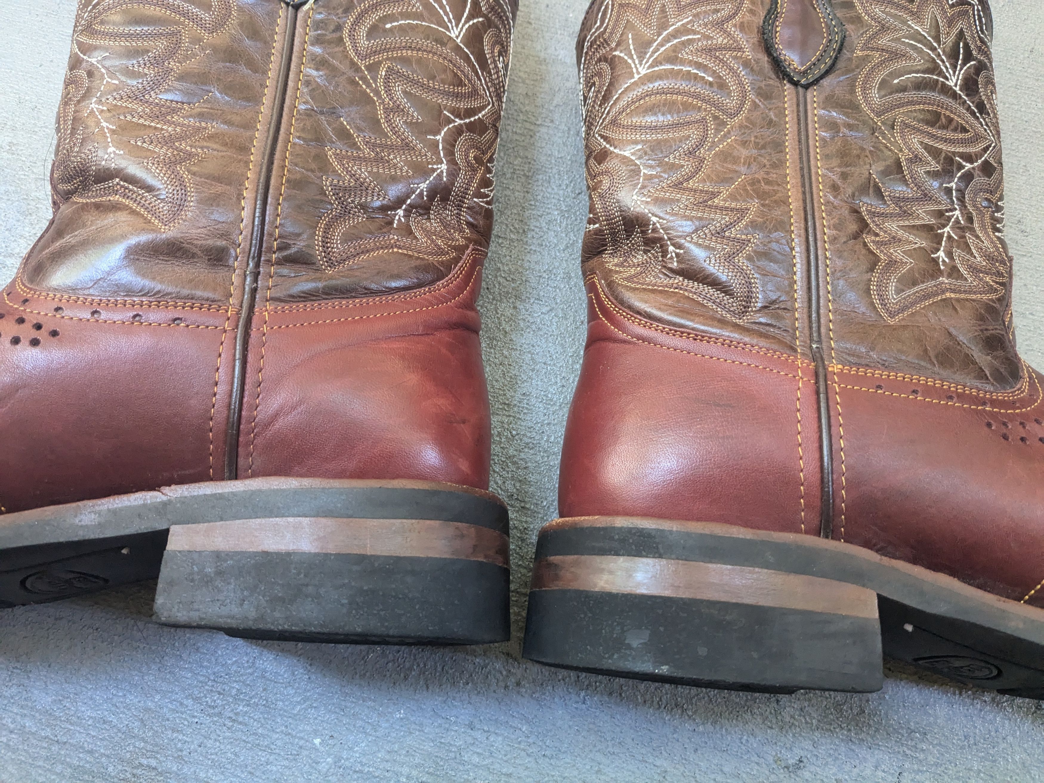 Genuine Leather Denver Cowboy Boots Brown Leather Black 11 Square Toe Rubber Size US 11 / EU 44 - 9 Thumbnail