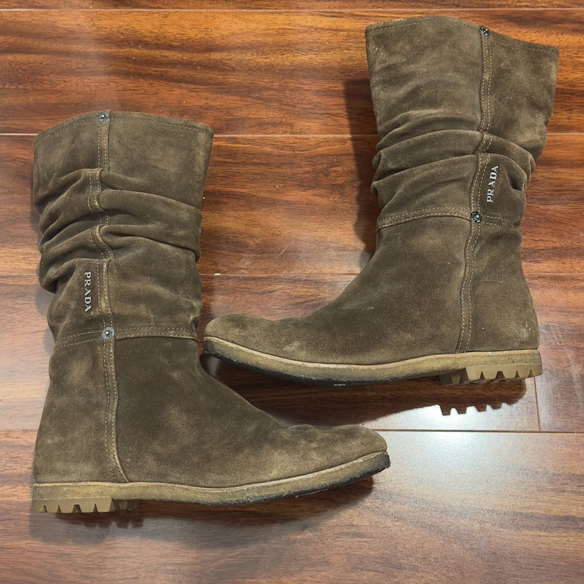 Prada PRADA Chocolate Suede Slouchy Boots/Booties Size US 6.5 / IT 36.5 - 4 Thumbnail